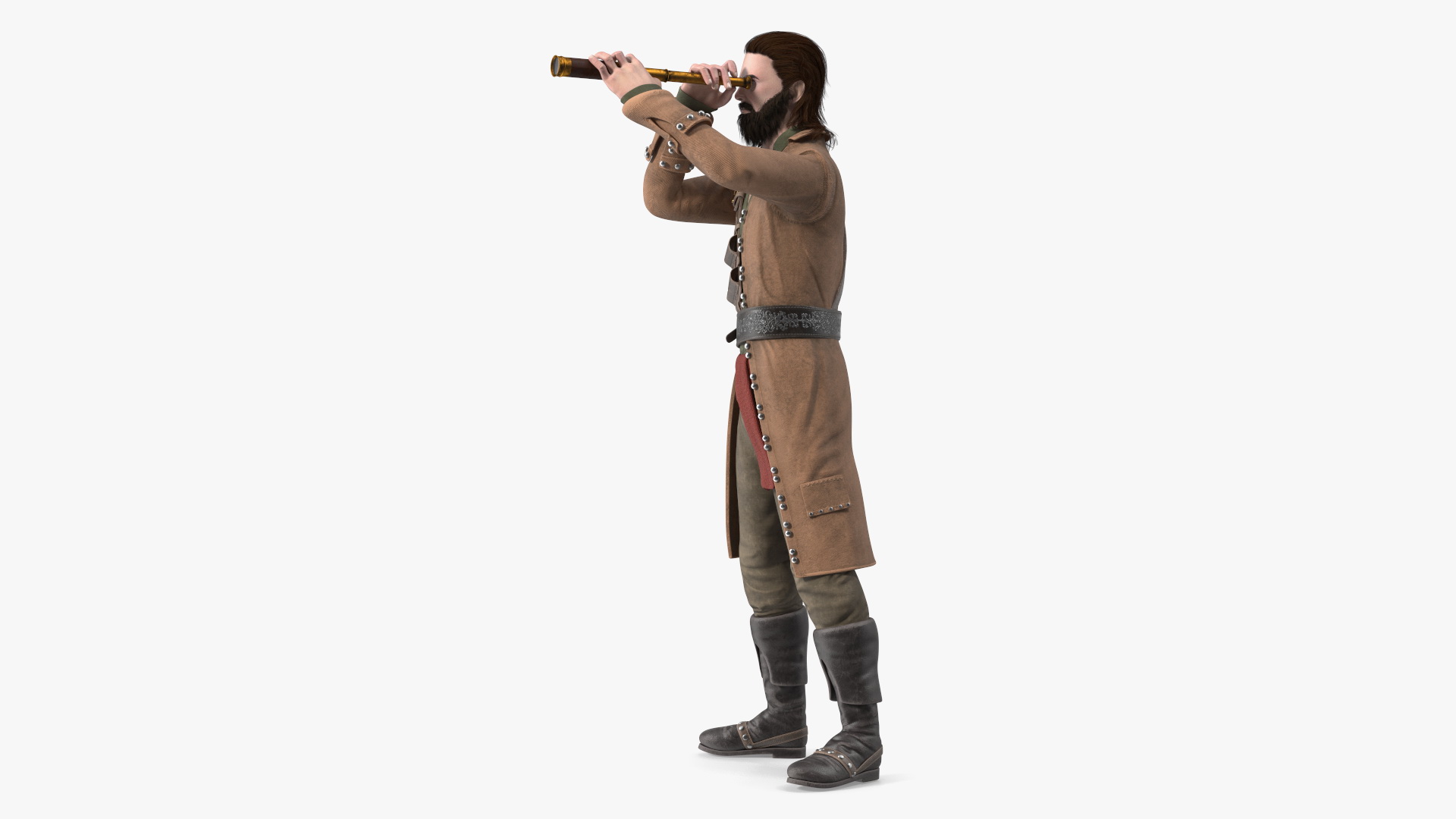 3D Pirate Man Looking at Horizon with Spyglass model