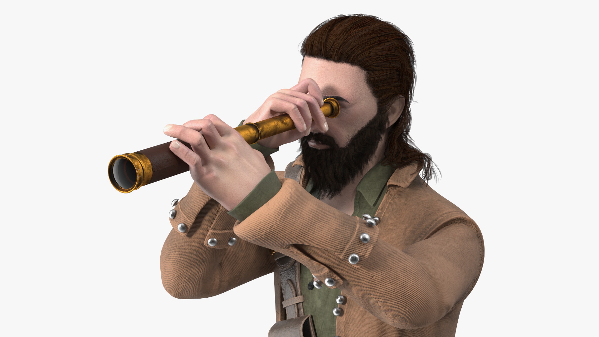 3D Pirate Man Looking at Horizon with Spyglass model