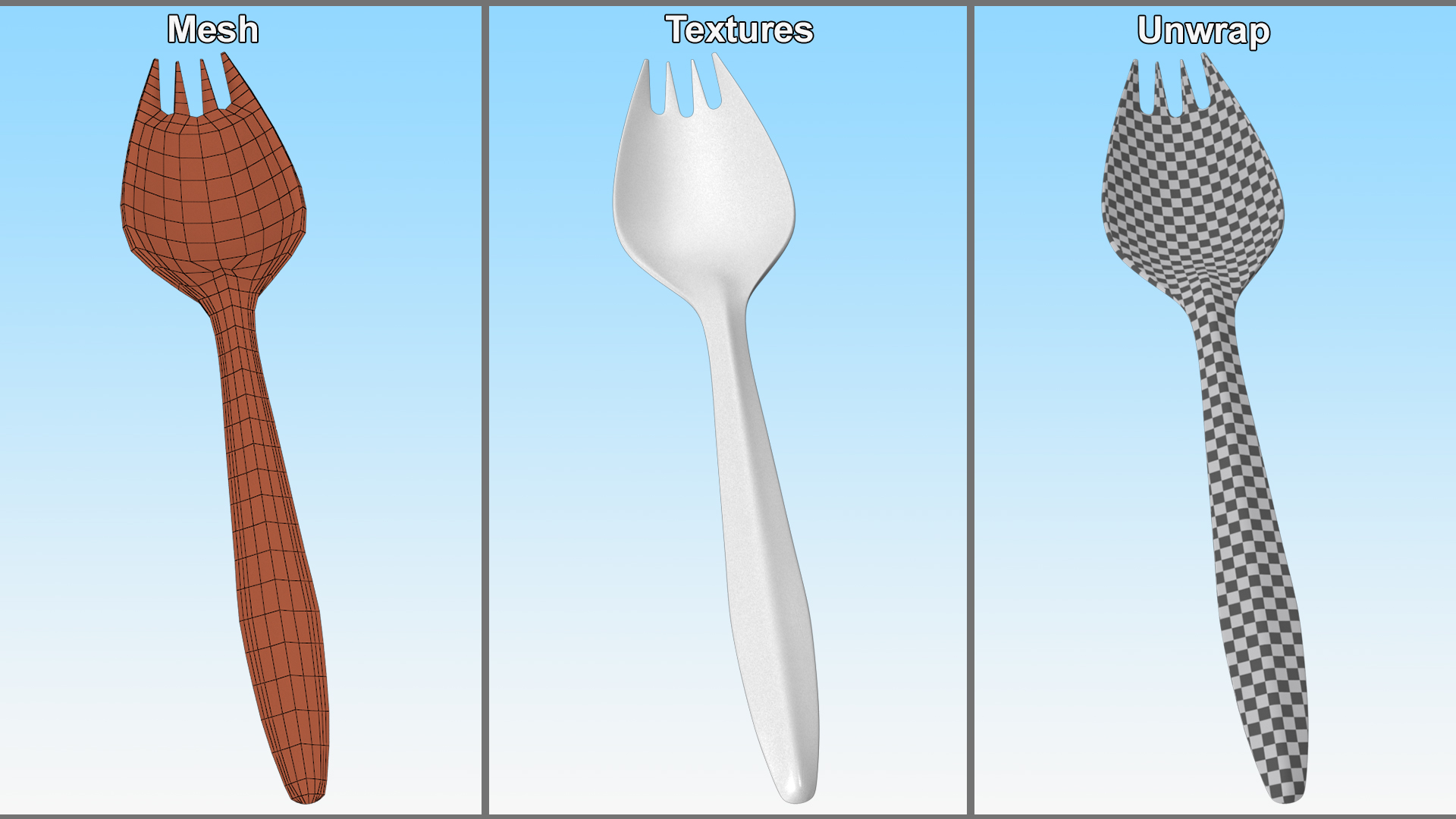 3D Plastic Spork Utensil