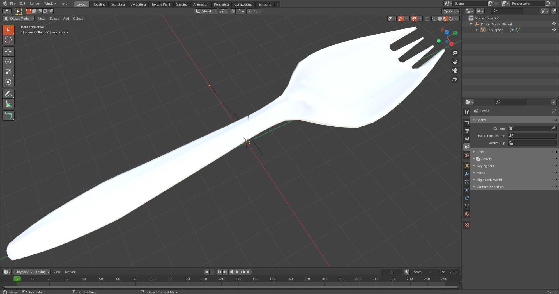 3D Plastic Spork Utensil