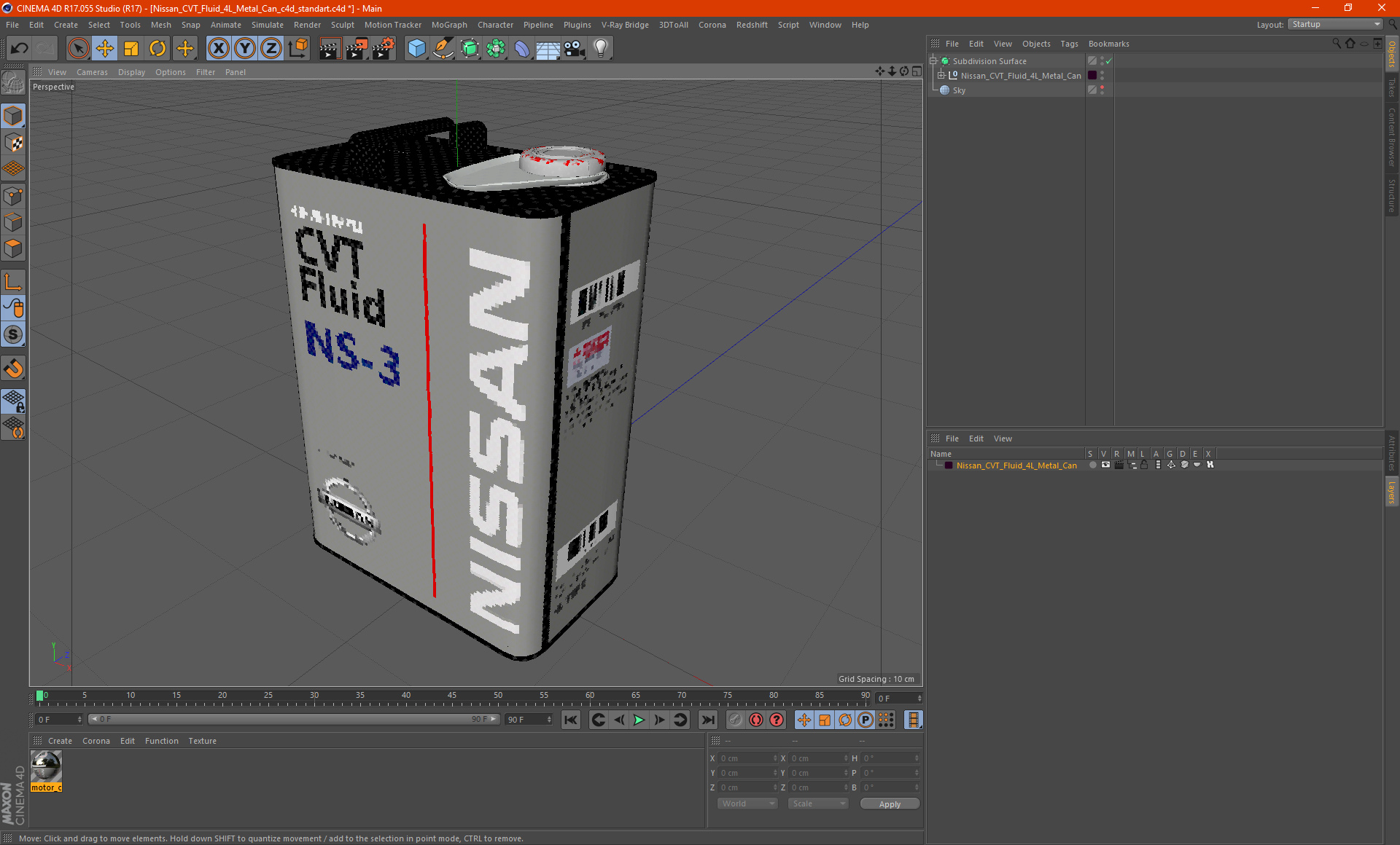 Nissan CVT Fluid 4L Metal Can 3D model