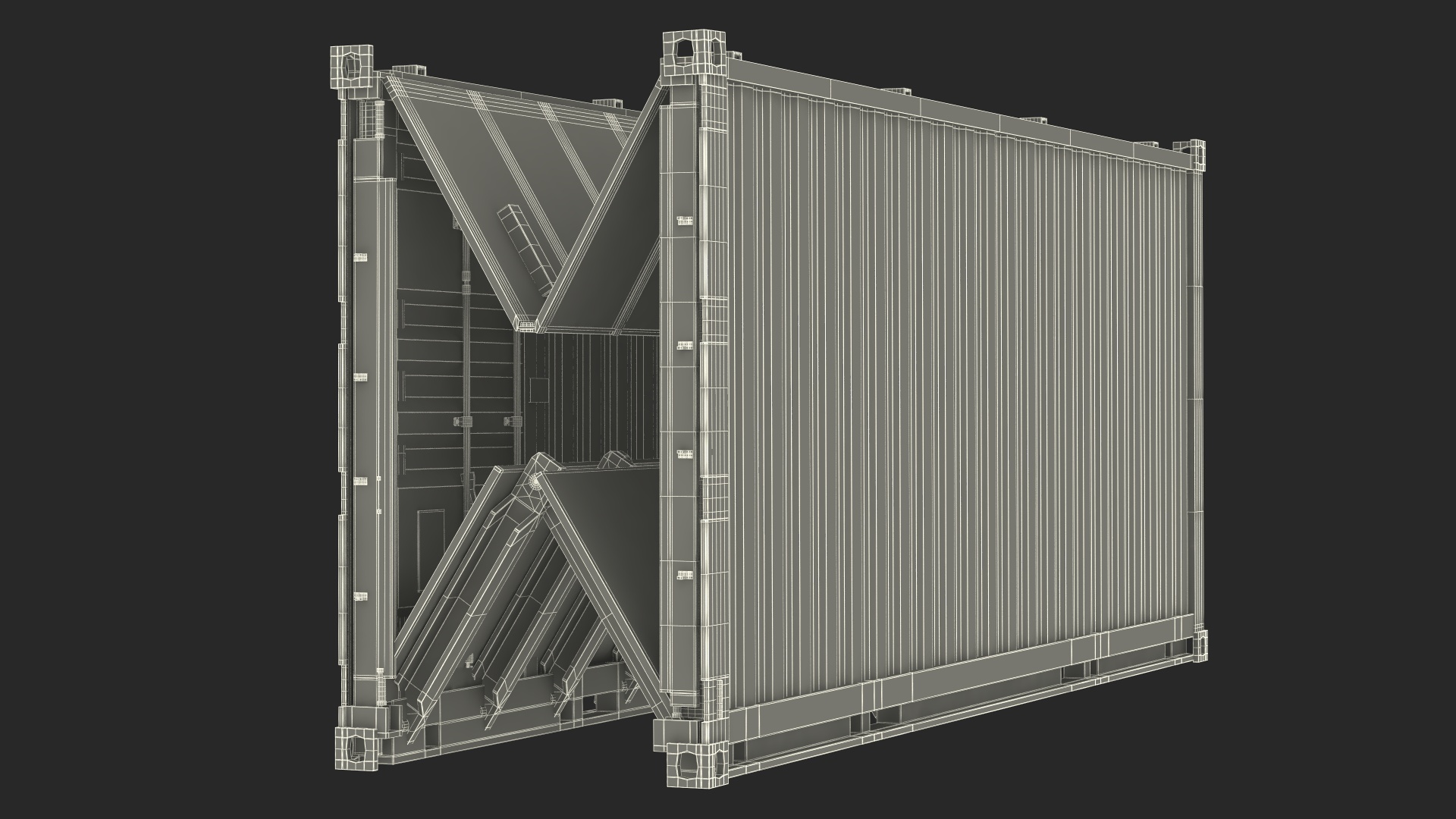 Shipping Container with Foldable Panels 3D model