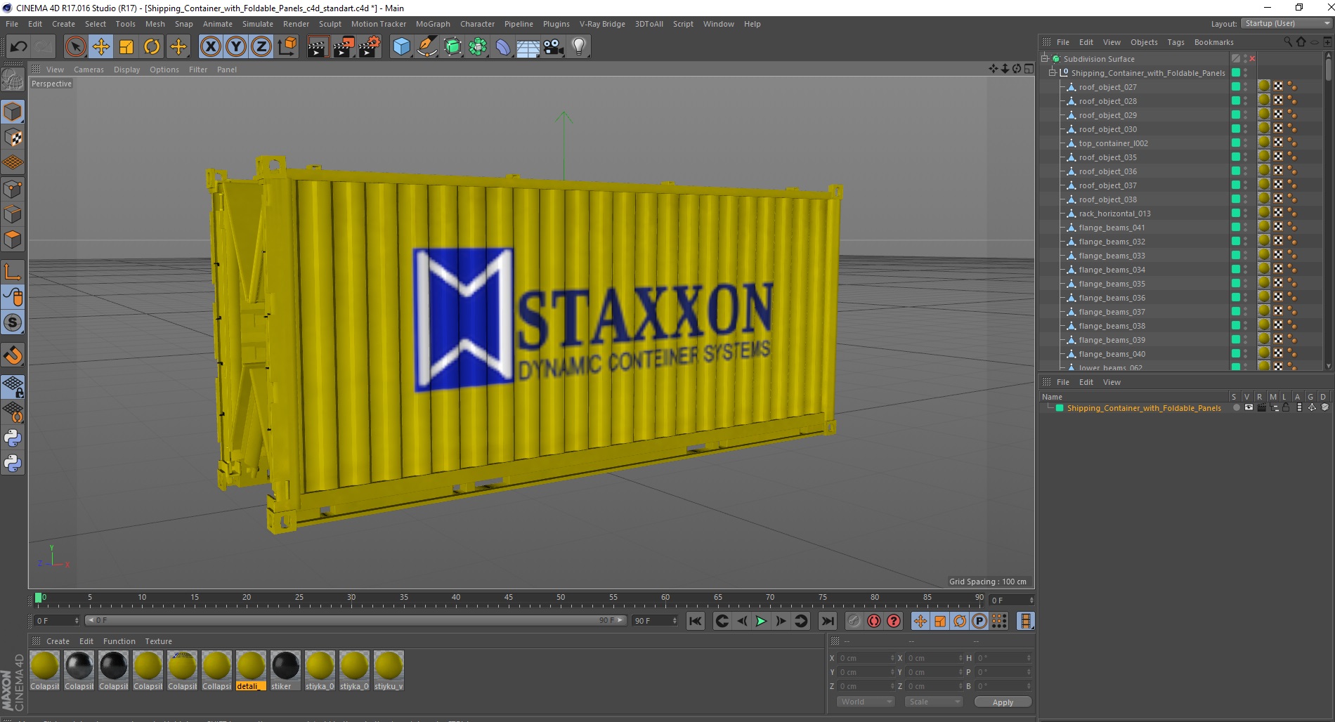 Shipping Container with Foldable Panels 3D model