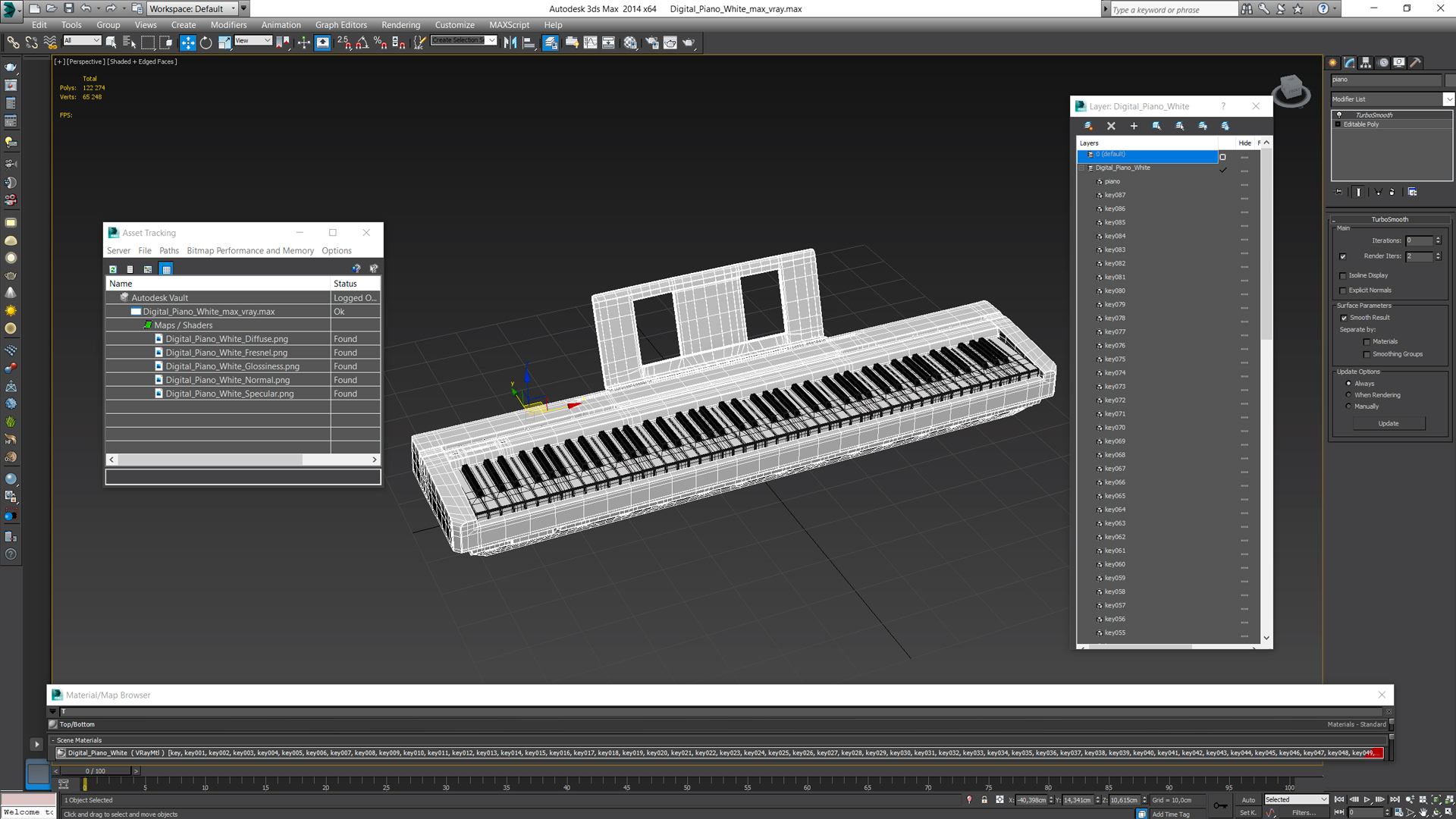 Digital Piano White 3D model