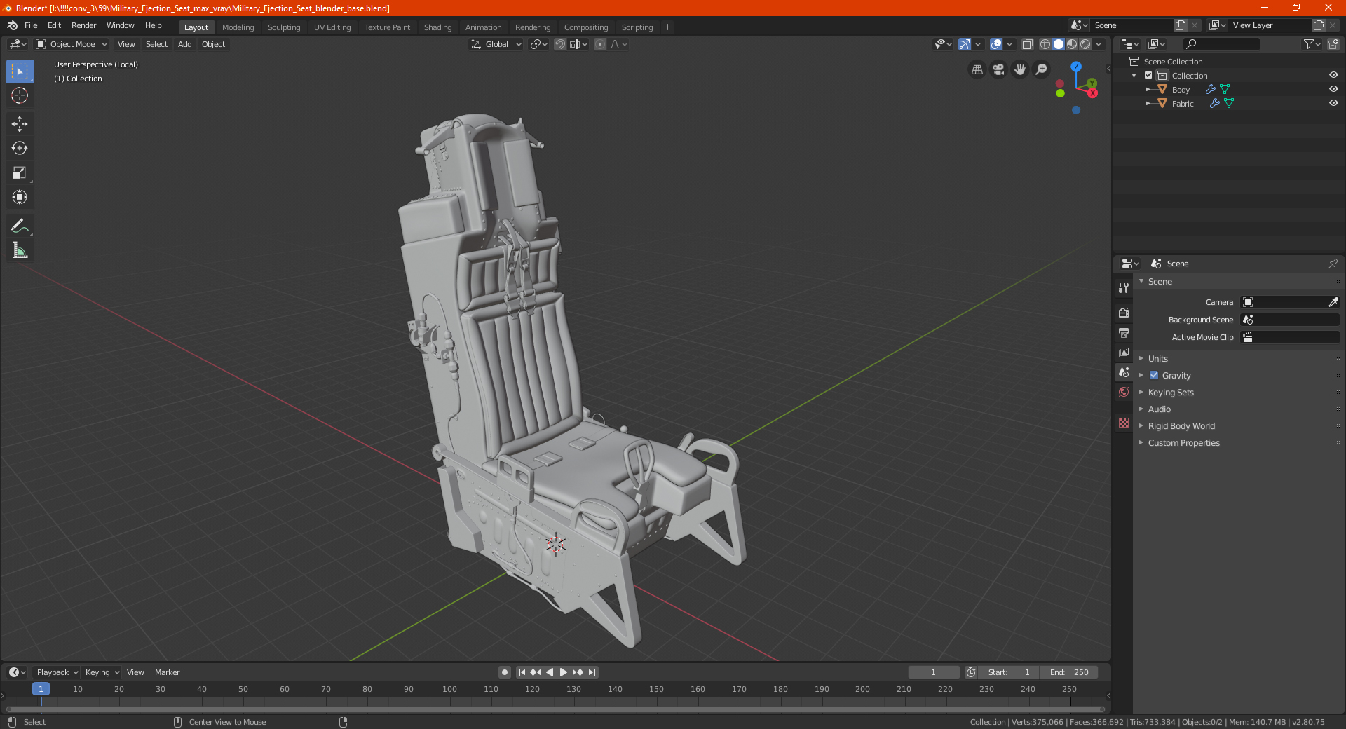 3D ACES II Ejection Seat System model