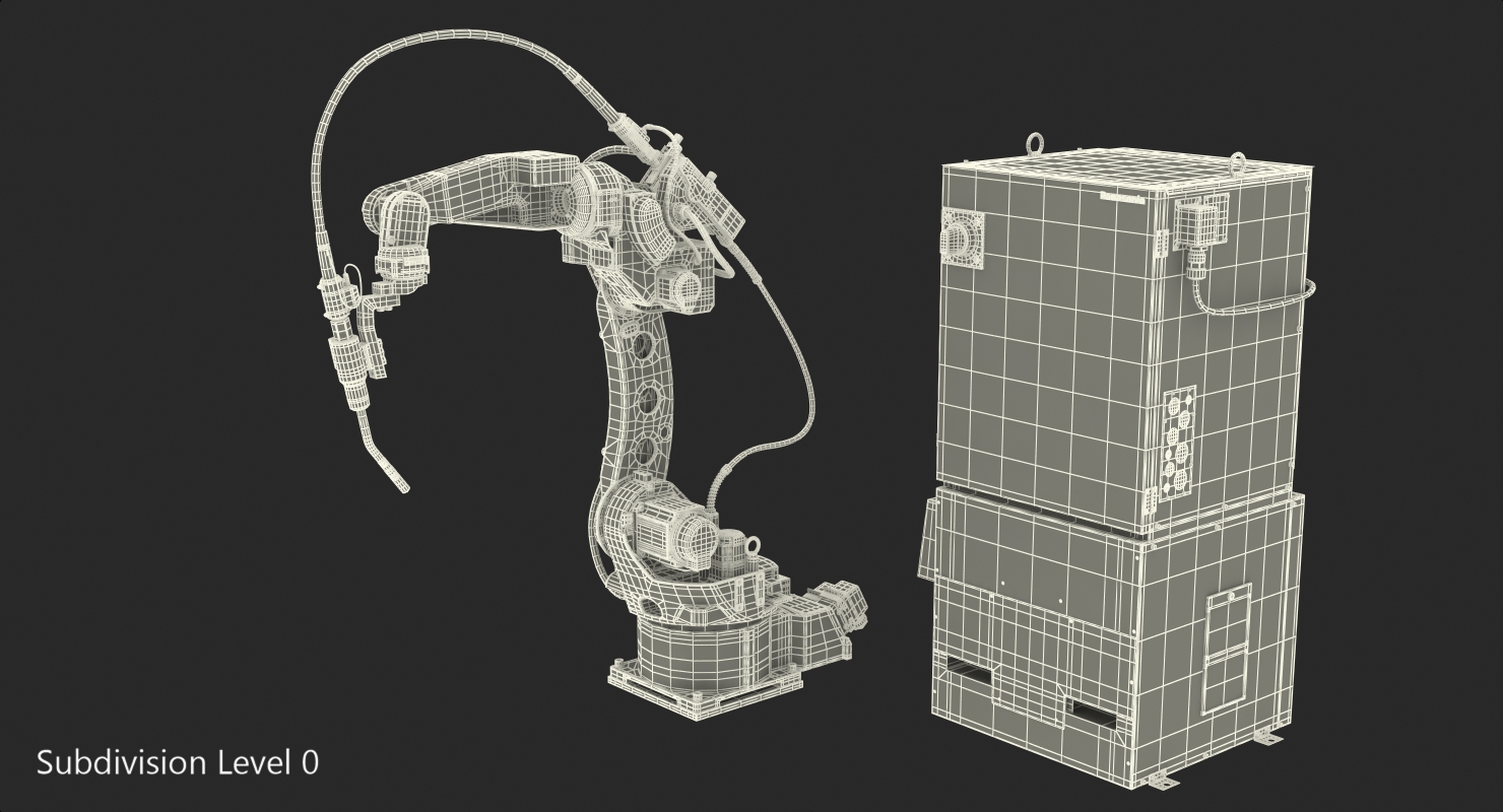 3D model Panasonic TM1400 Welding Robot with Power Supply Rigged