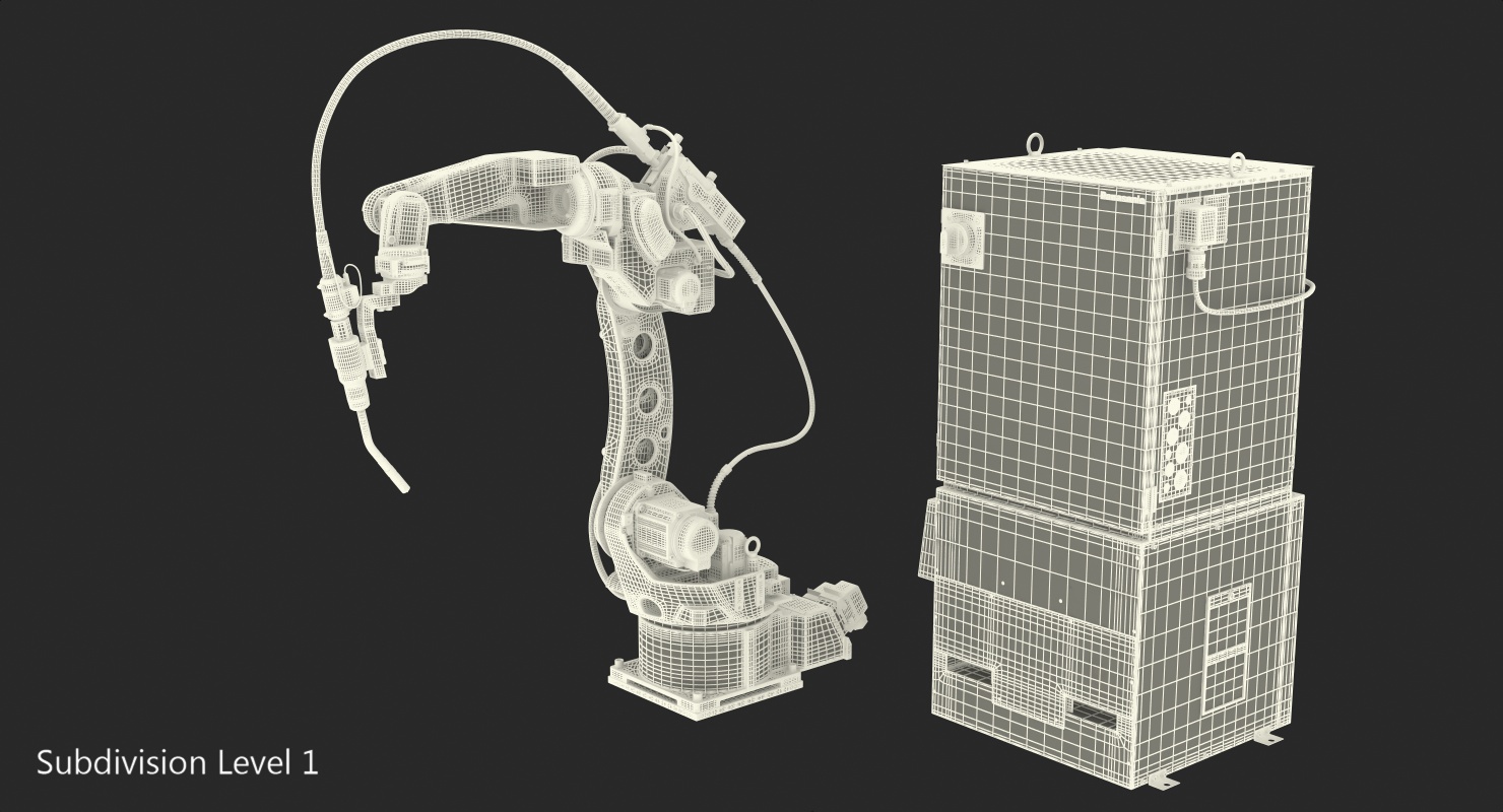 3D model Panasonic TM1400 Welding Robot with Power Supply Rigged