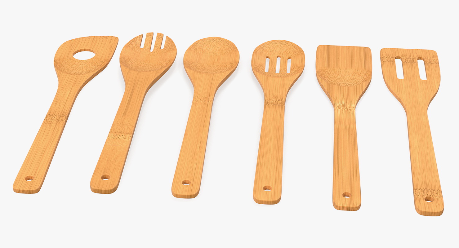 3D model Wooden Cooking Spoons Set