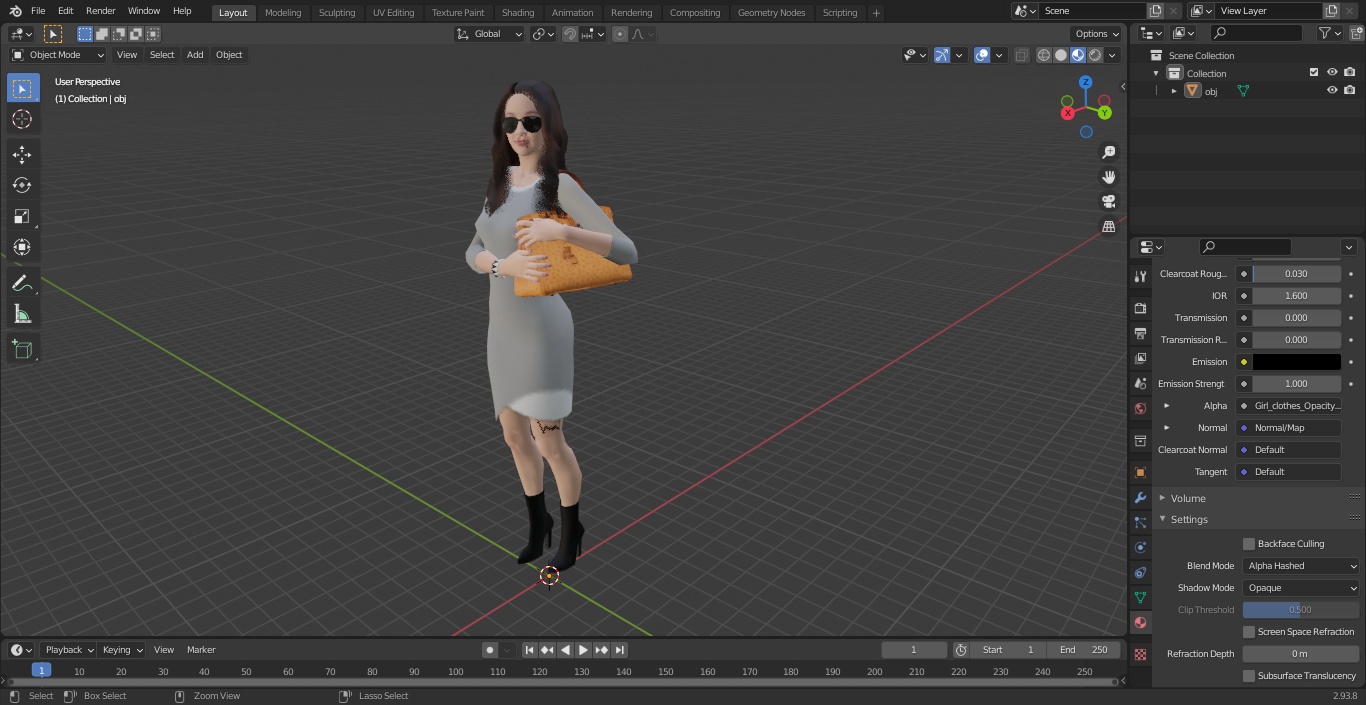 Chinese Woman with Hermes Birkin Bag Ostrich 3D model