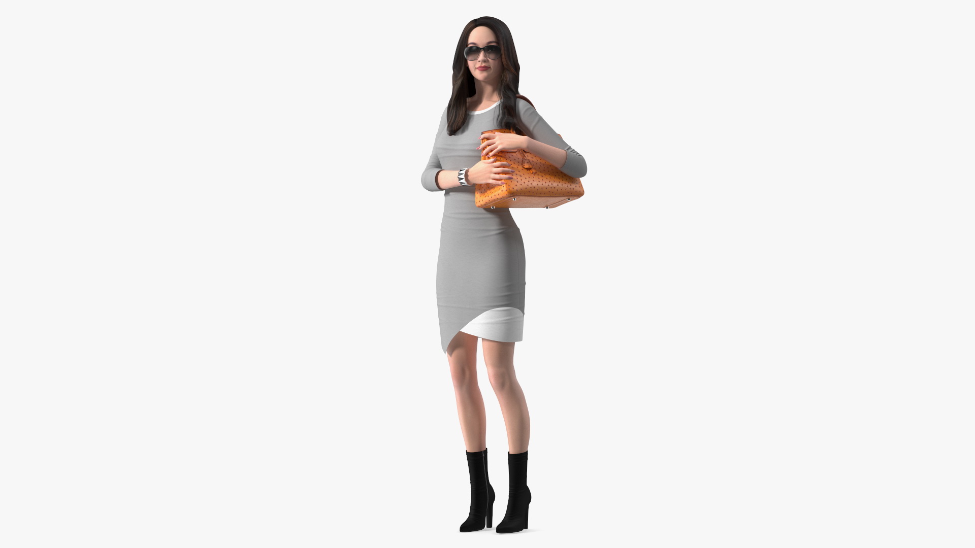 Chinese Woman with Hermes Birkin Bag Ostrich 3D model