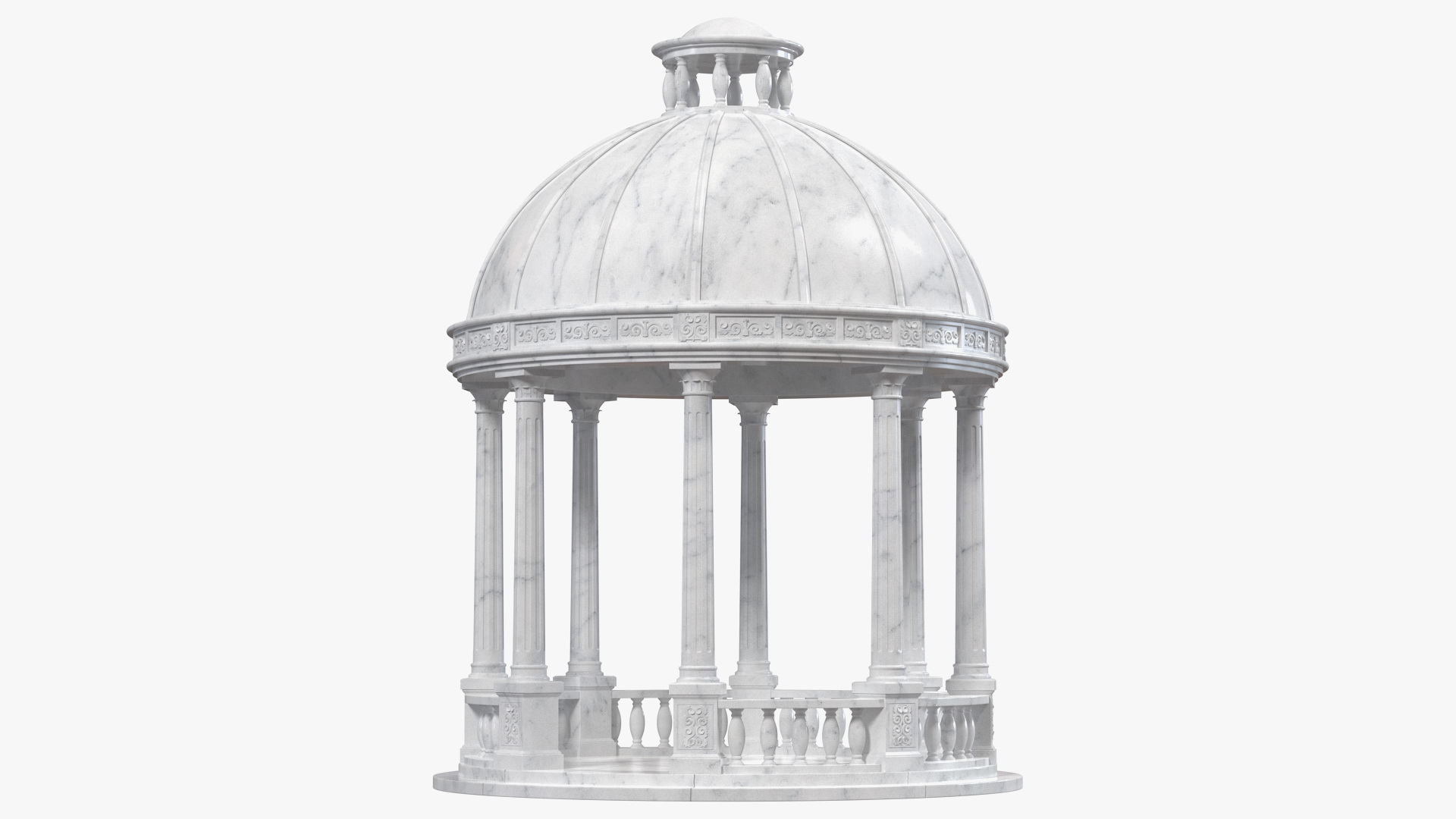 3D Outdoor Marble Gazebo with Roof