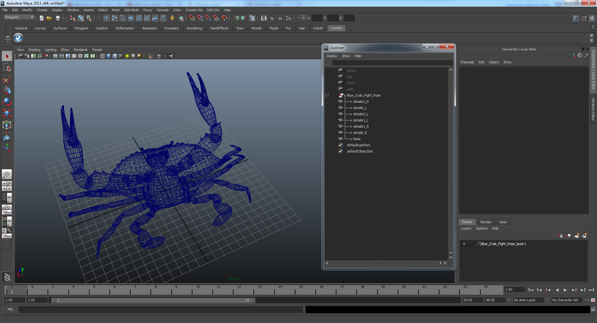 3D model Blue Crab Fight Pose