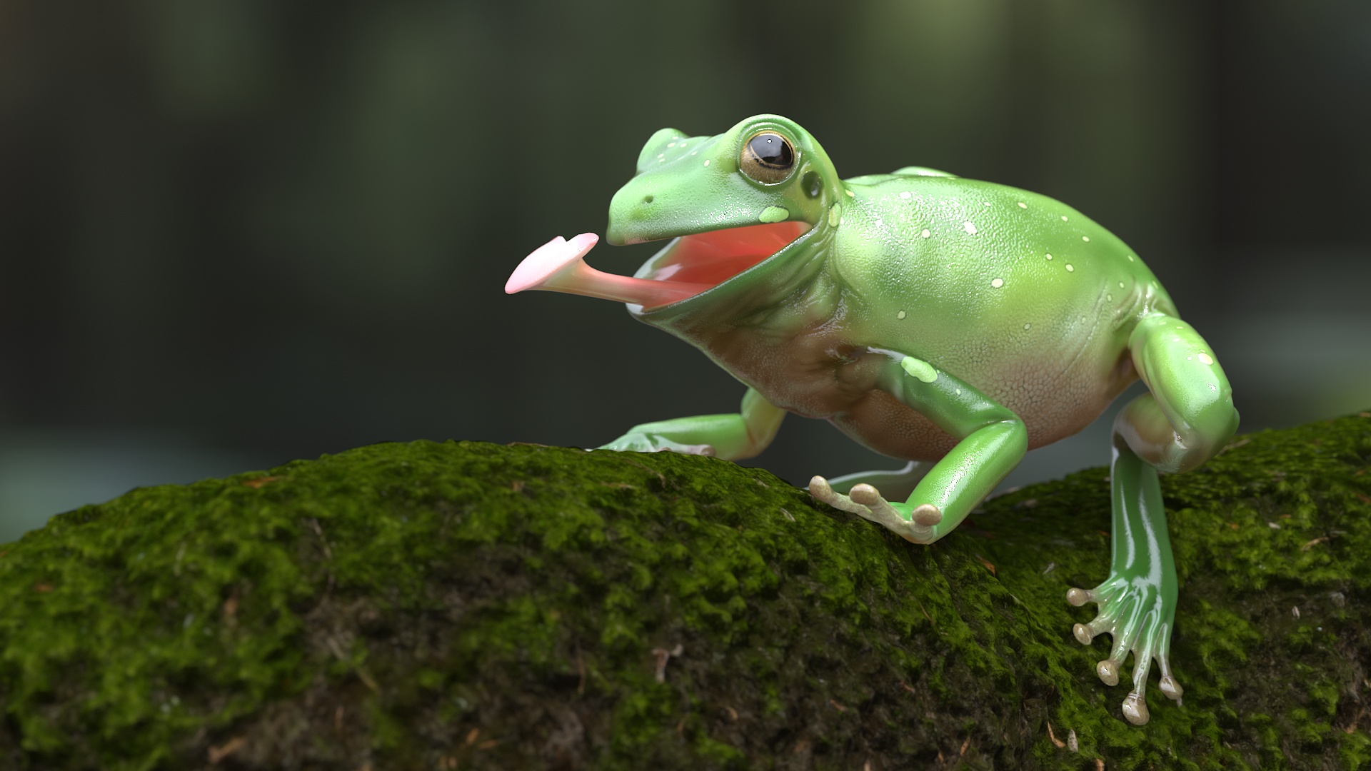 Realistic Australian Green Frog Rigged for Maya 3D