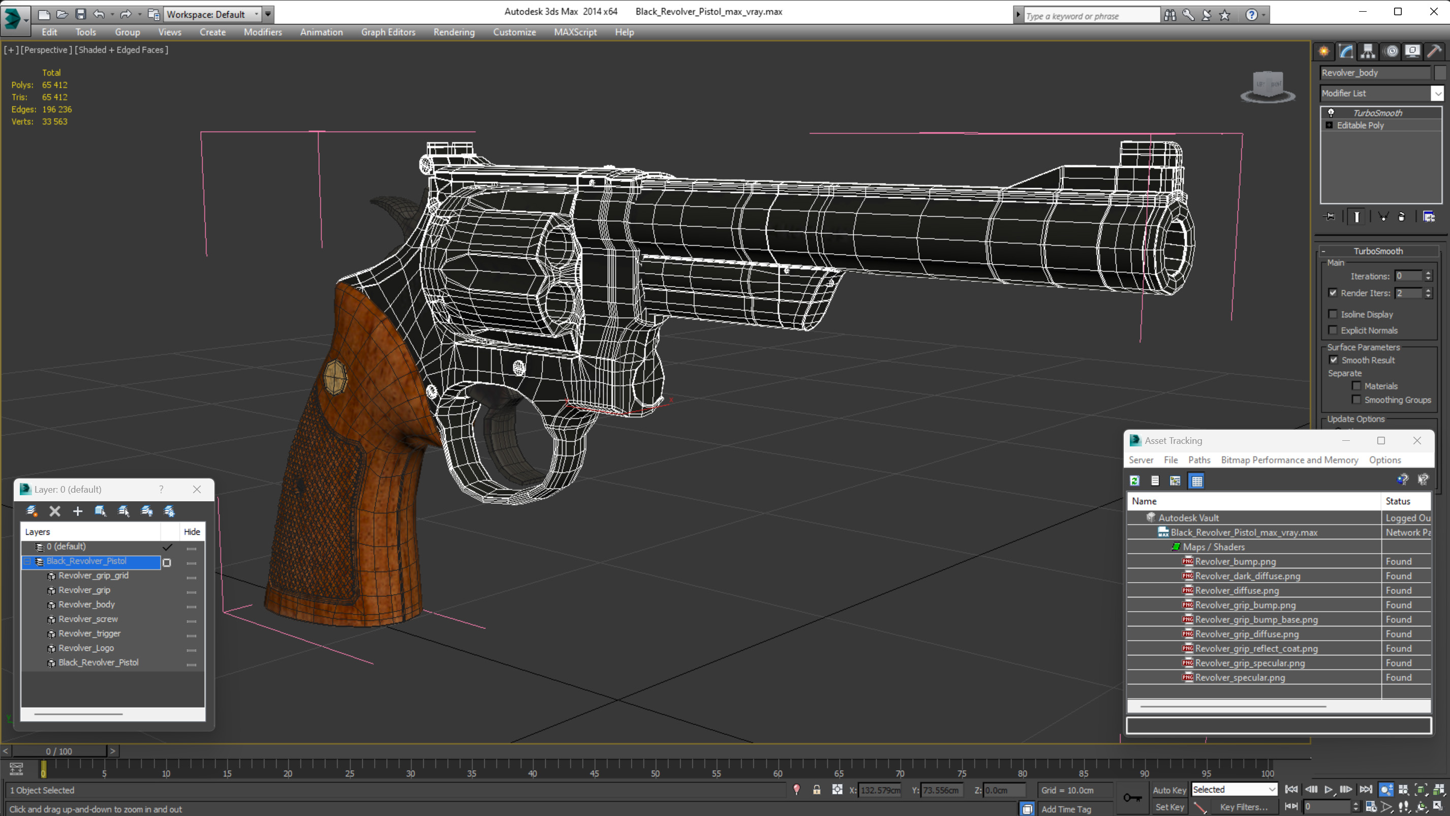 3D Black Revolver Pistol