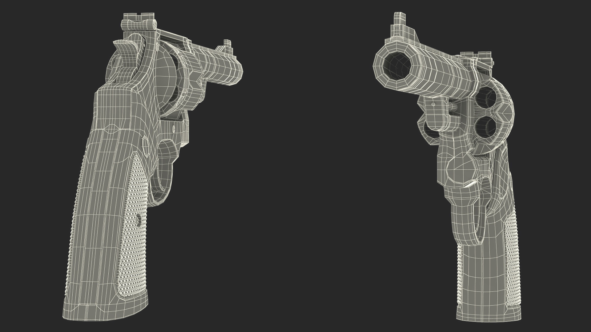 3D Black Revolver Pistol