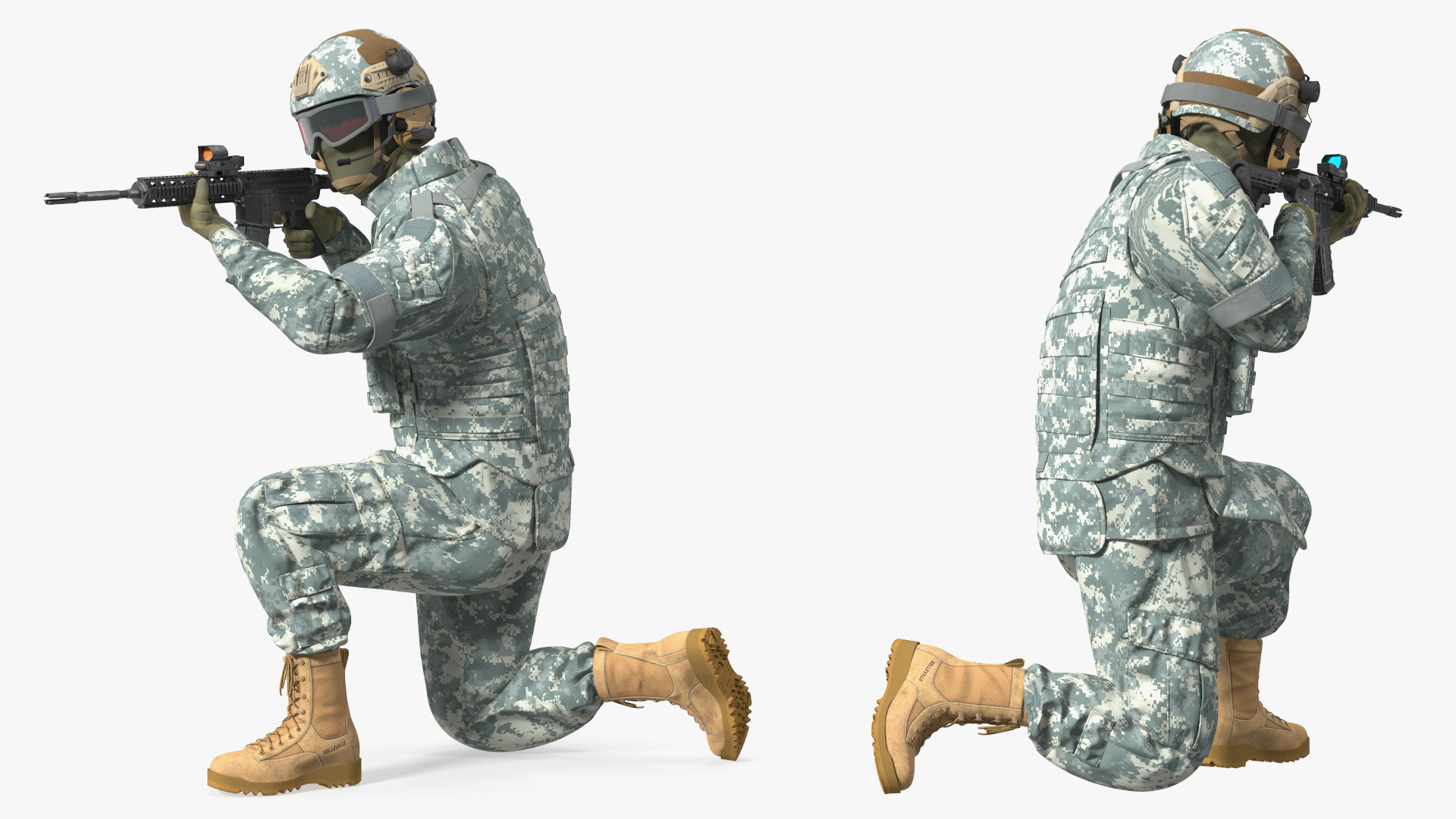 3D model Military Soldier in Grey Camo Fur Rigged