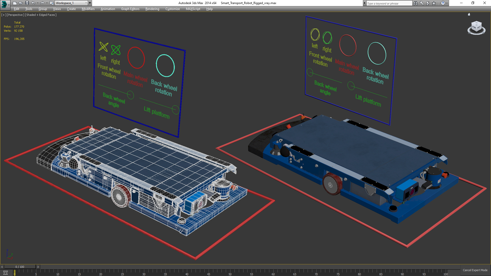 3D Smart Transport Robot Rigged model