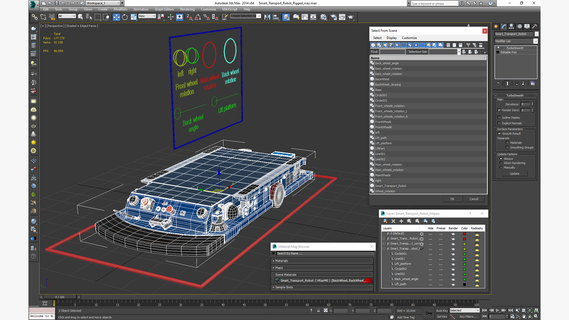 3D Smart Transport Robot Rigged model