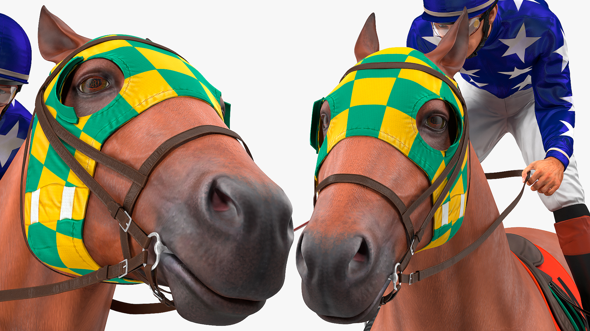 Bay Racing Horse with Jokey Gallop 3D model