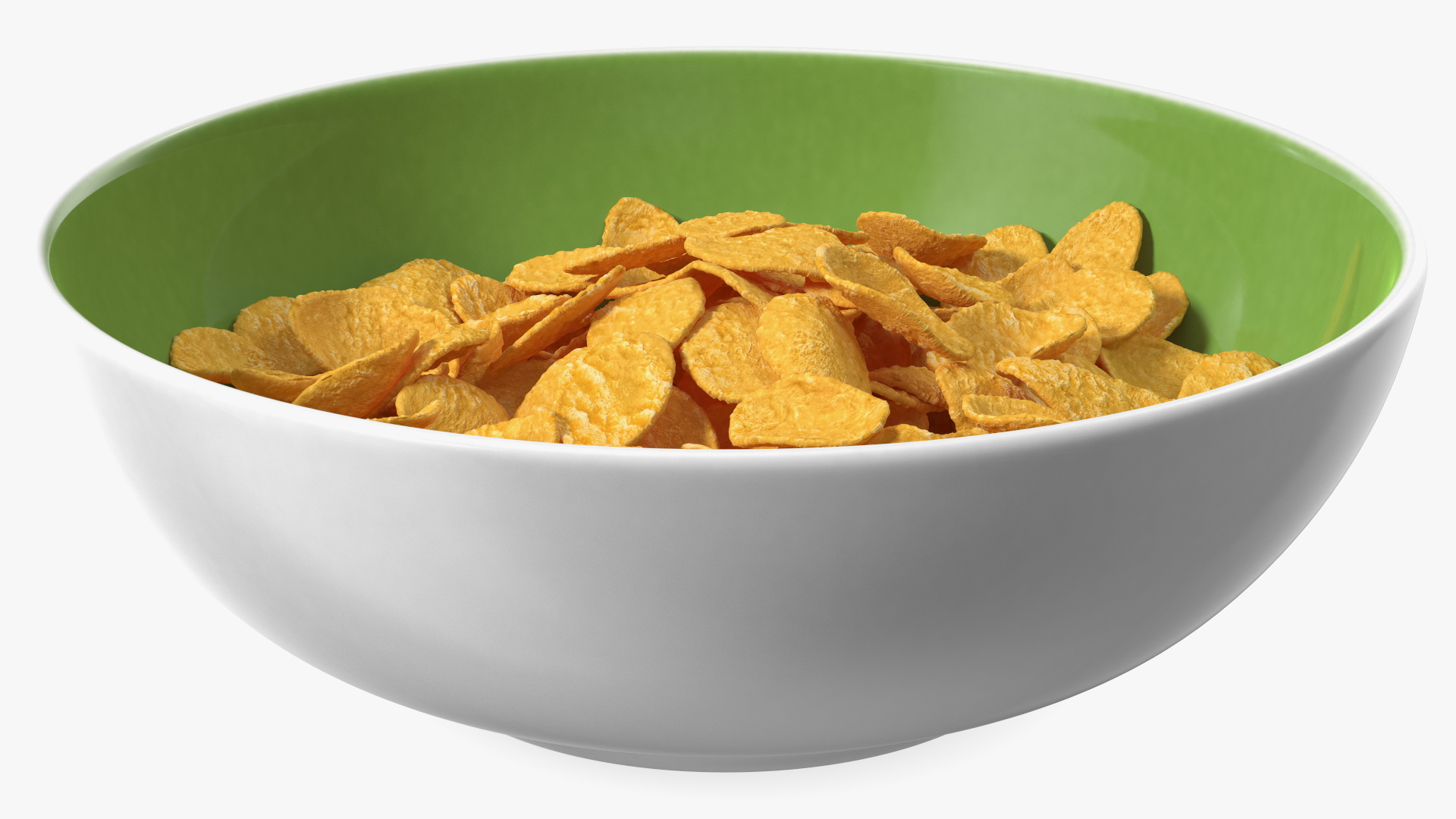 3D Dry Cereal Corn Flakes on a Plate model