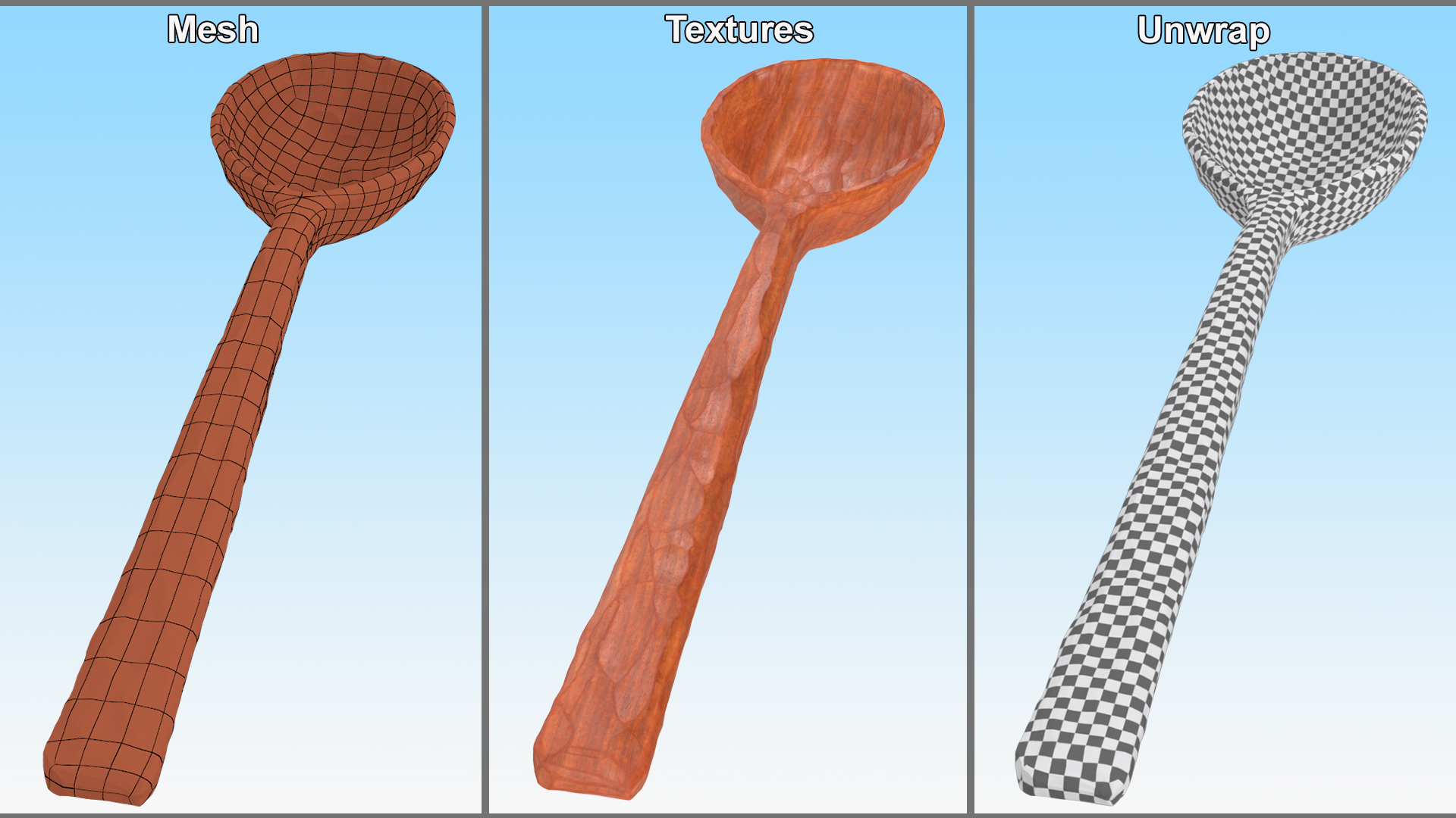 3D Wooden Spoon Hand Carved Red model