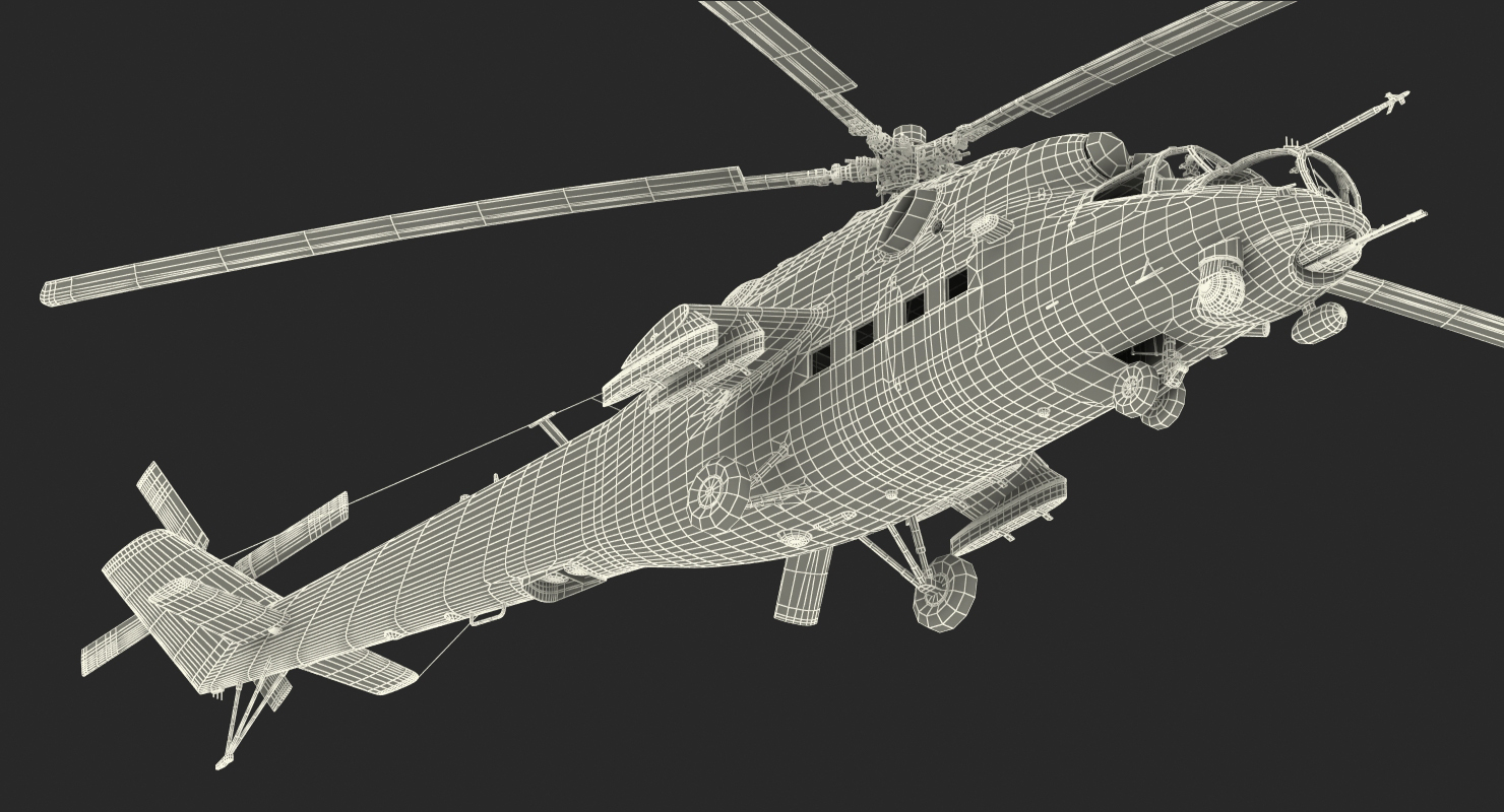 Russian Helicopter Mi 35M Rigged 3D