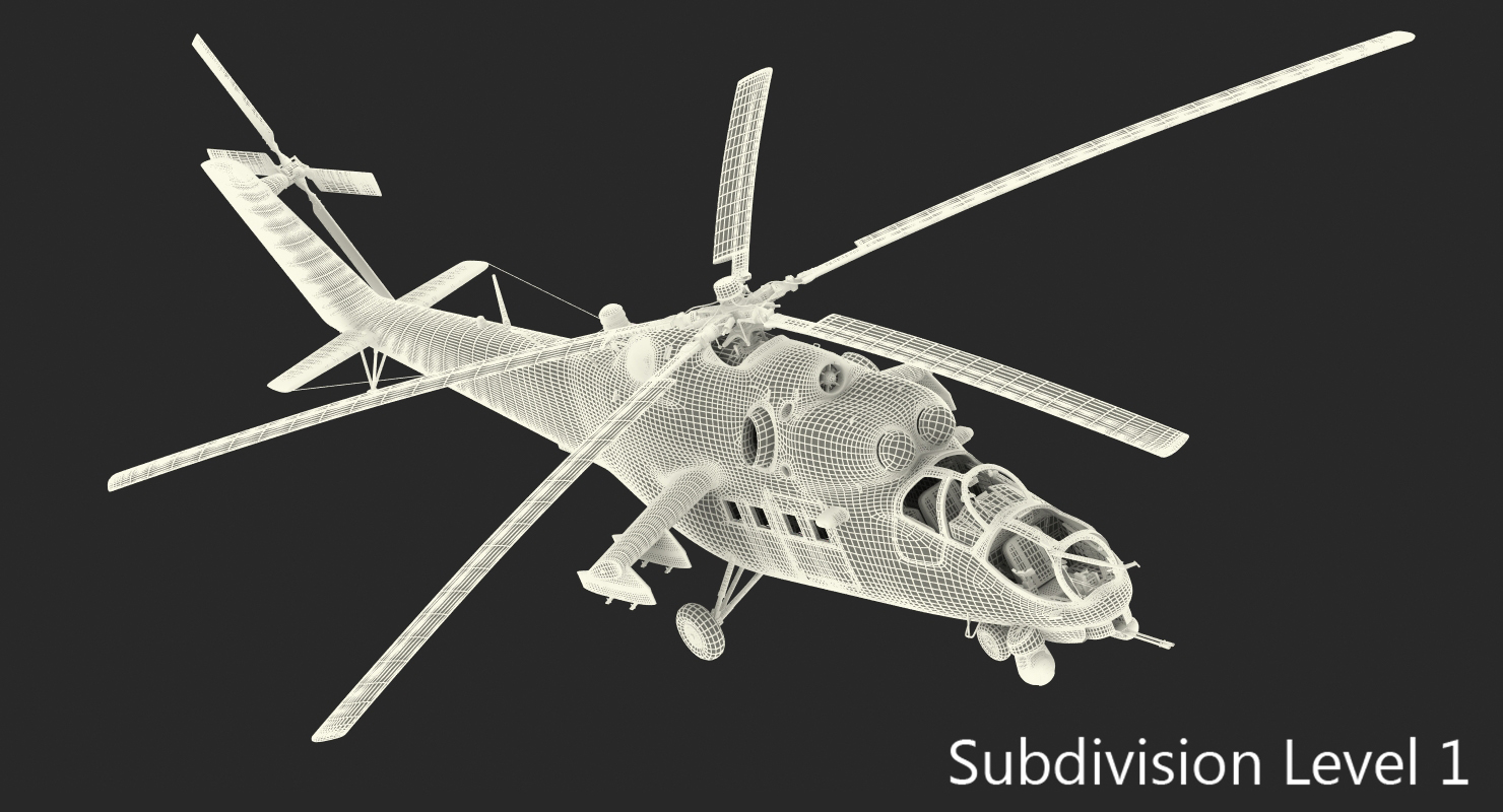 Russian Helicopter Mi 35M Rigged 3D