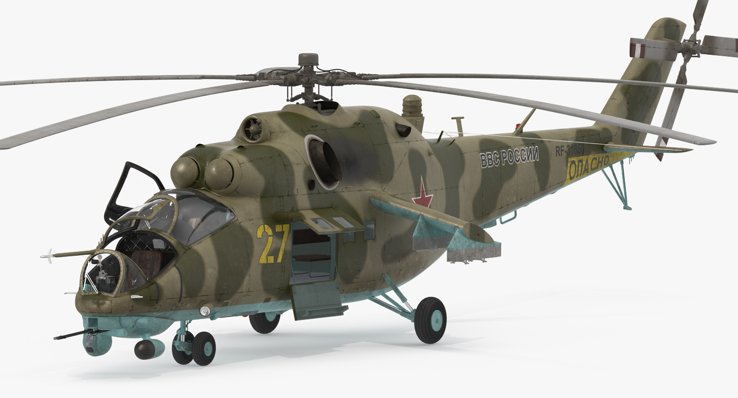 Russian Helicopter Mi 35M Rigged 3D