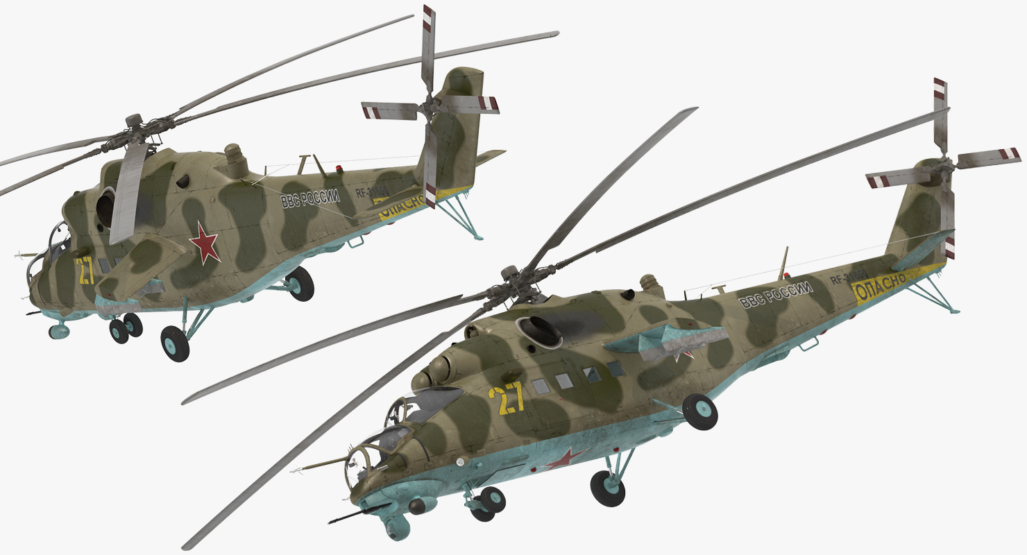 Russian Helicopter Mi 35M Rigged 3D