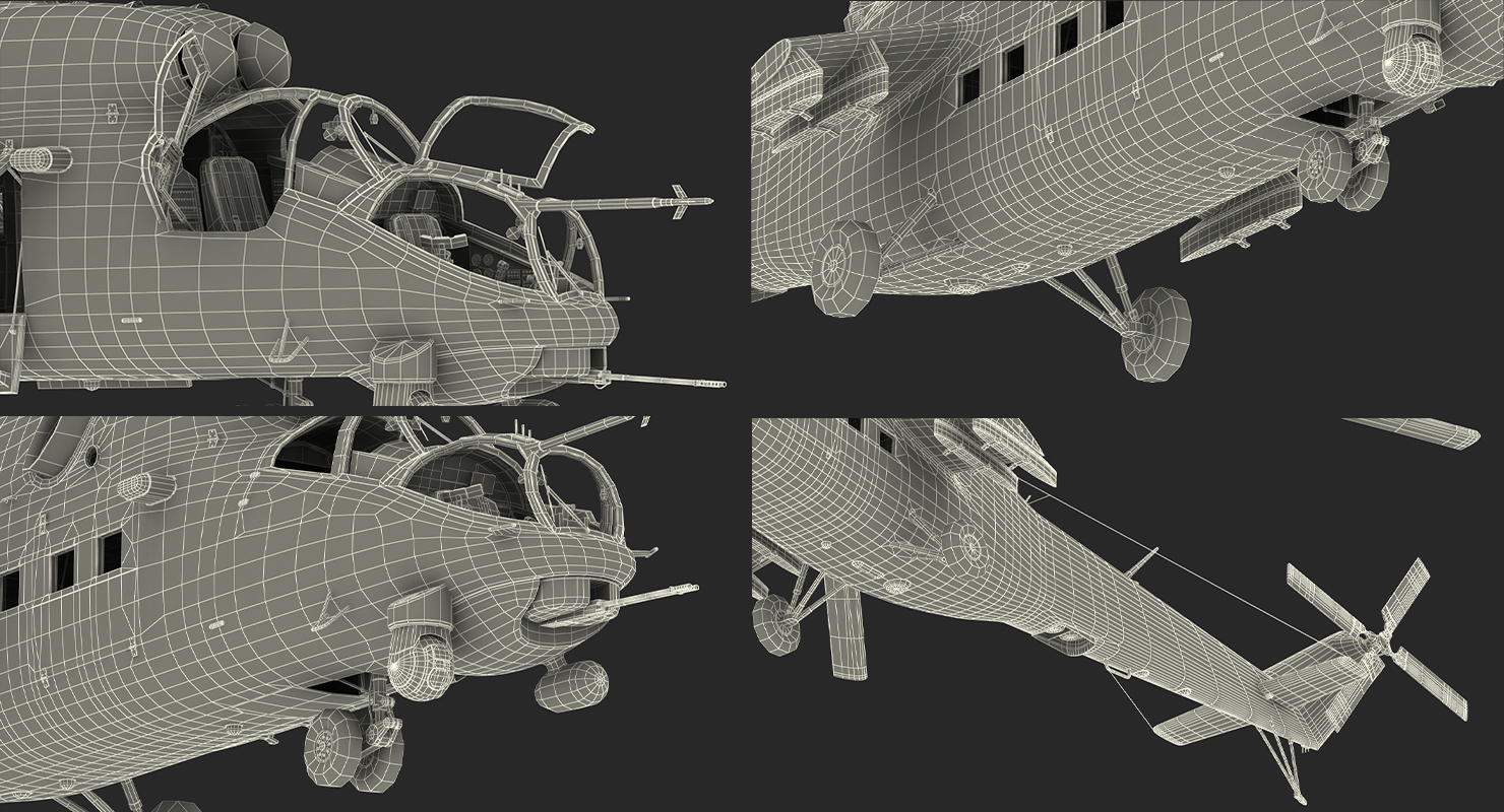 Russian Helicopter Mi 35M Rigged 3D