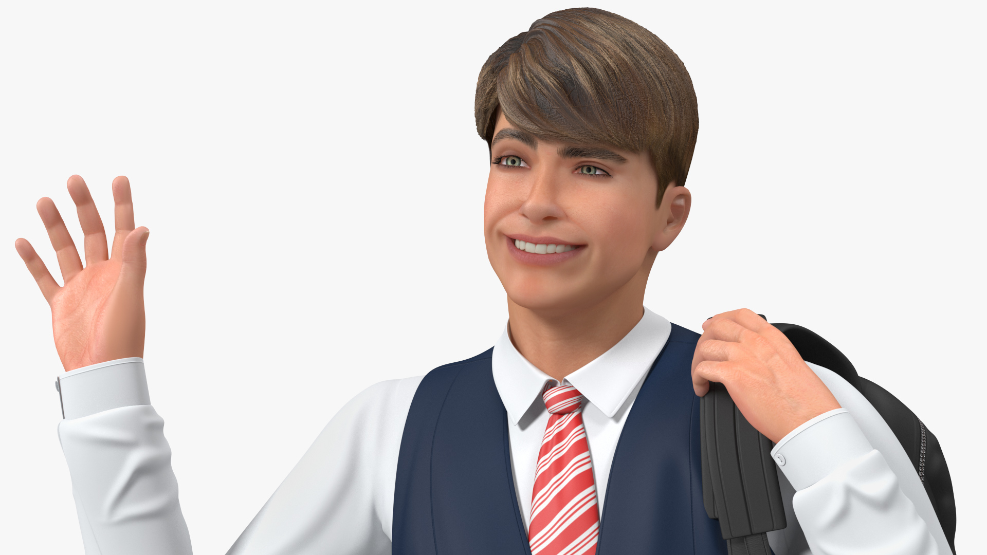 Teenage Boy School Uniform Walking Pose 3D model