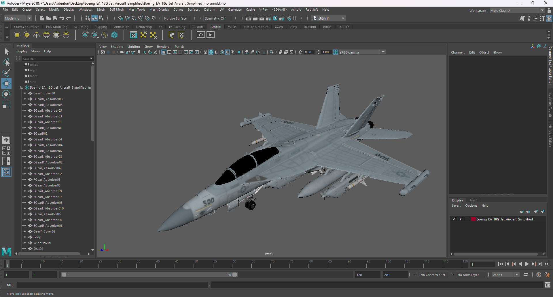 Boeing EA 18G Jet Aircraft Simplified 3D