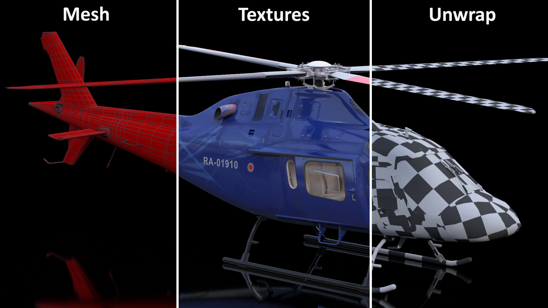 Leonardo AgustaWestland AW119 Helicopter Blue Rigged 3D