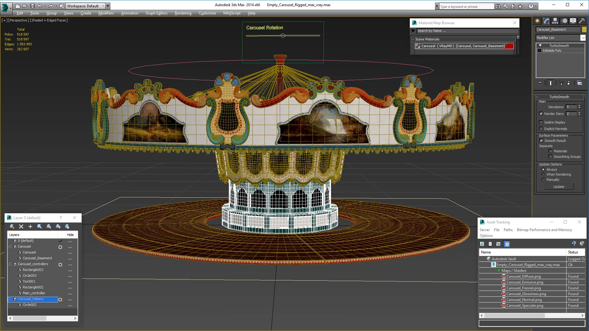 3D Empty Carousel Rigged