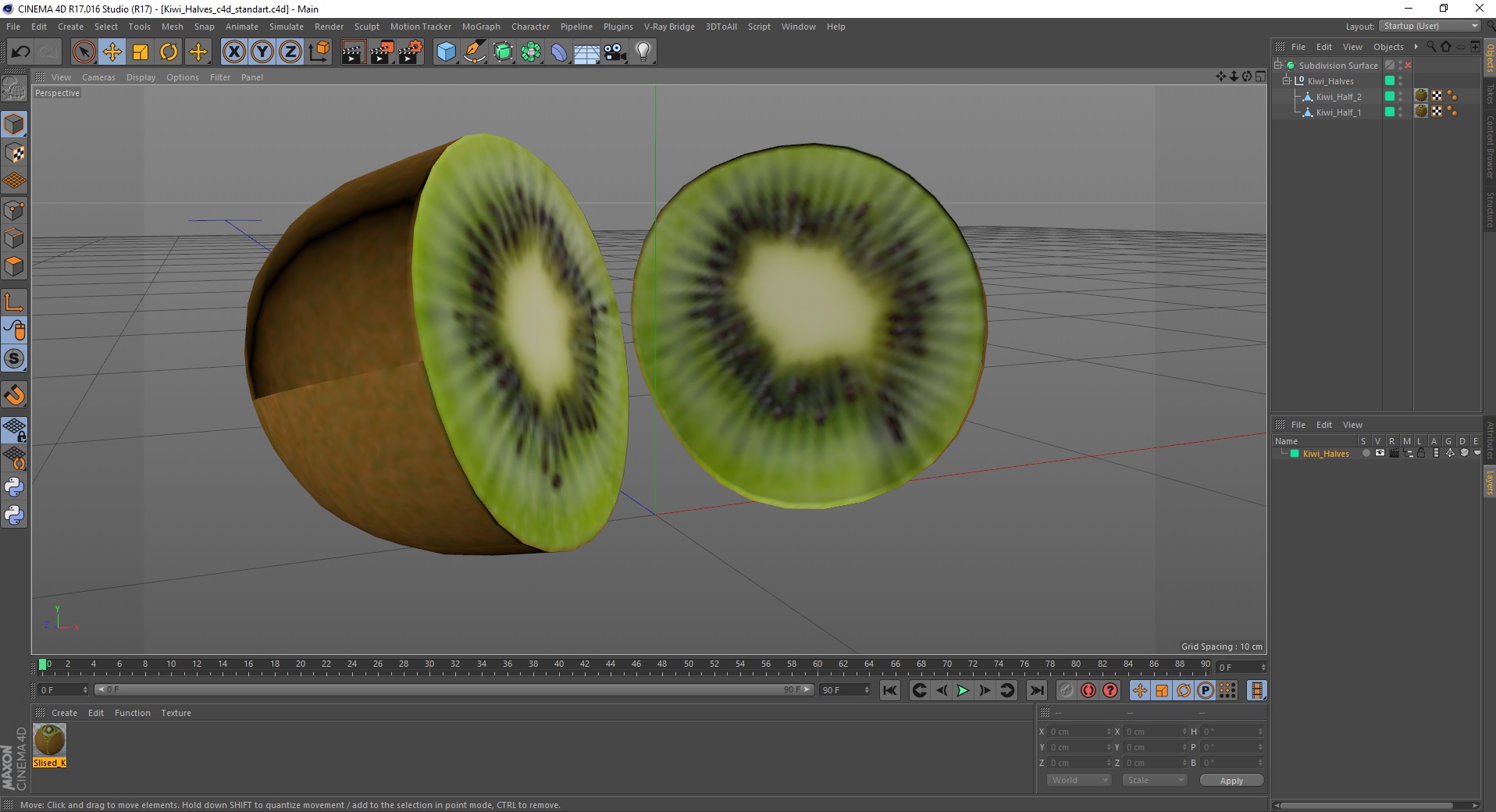 3D Kiwi Halves