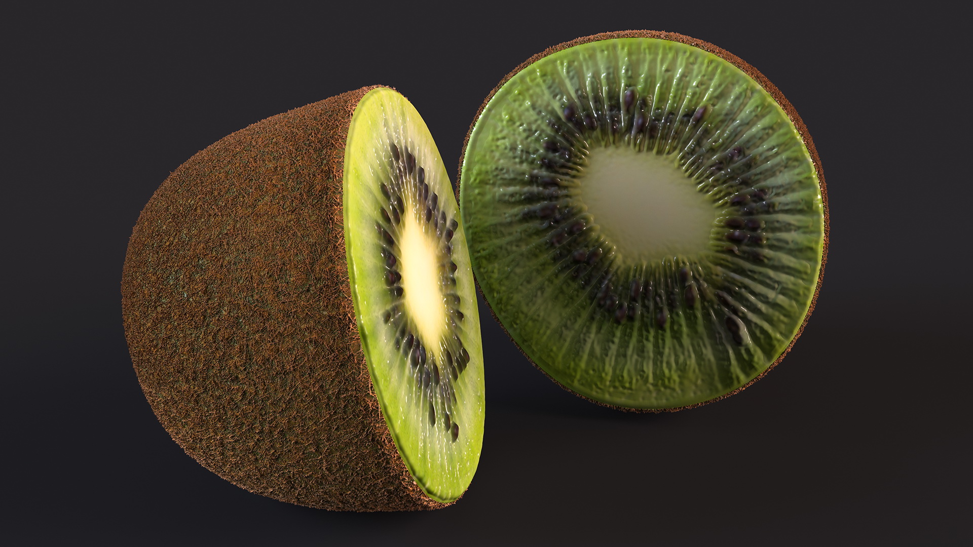 3D Kiwi Halves