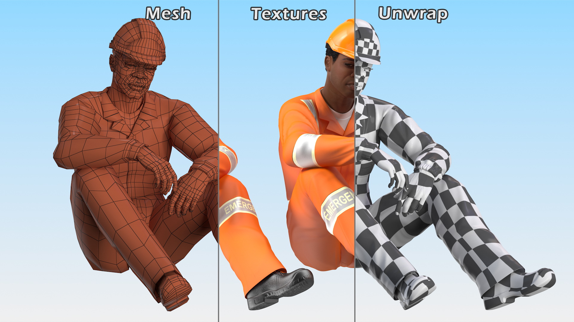 Light Skin Black Male Rescuer 3D model