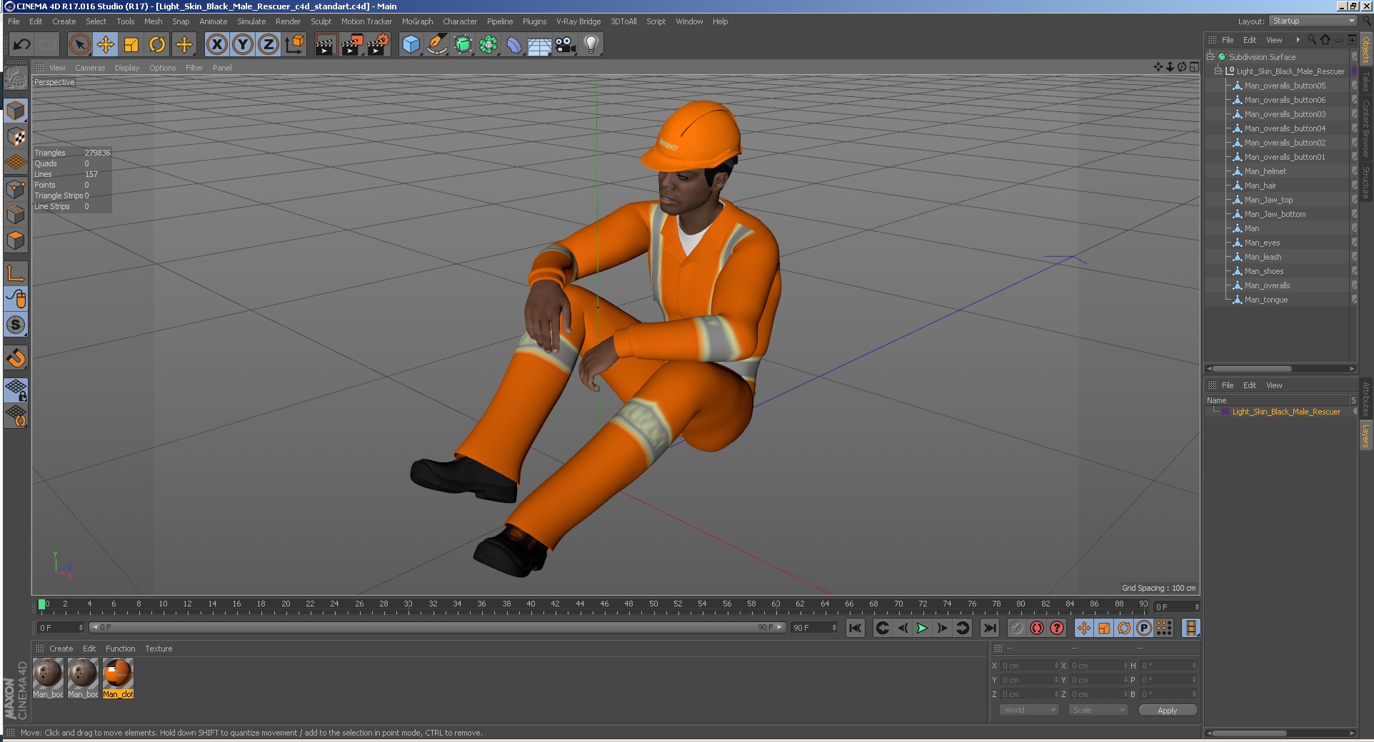 Light Skin Black Male Rescuer 3D model