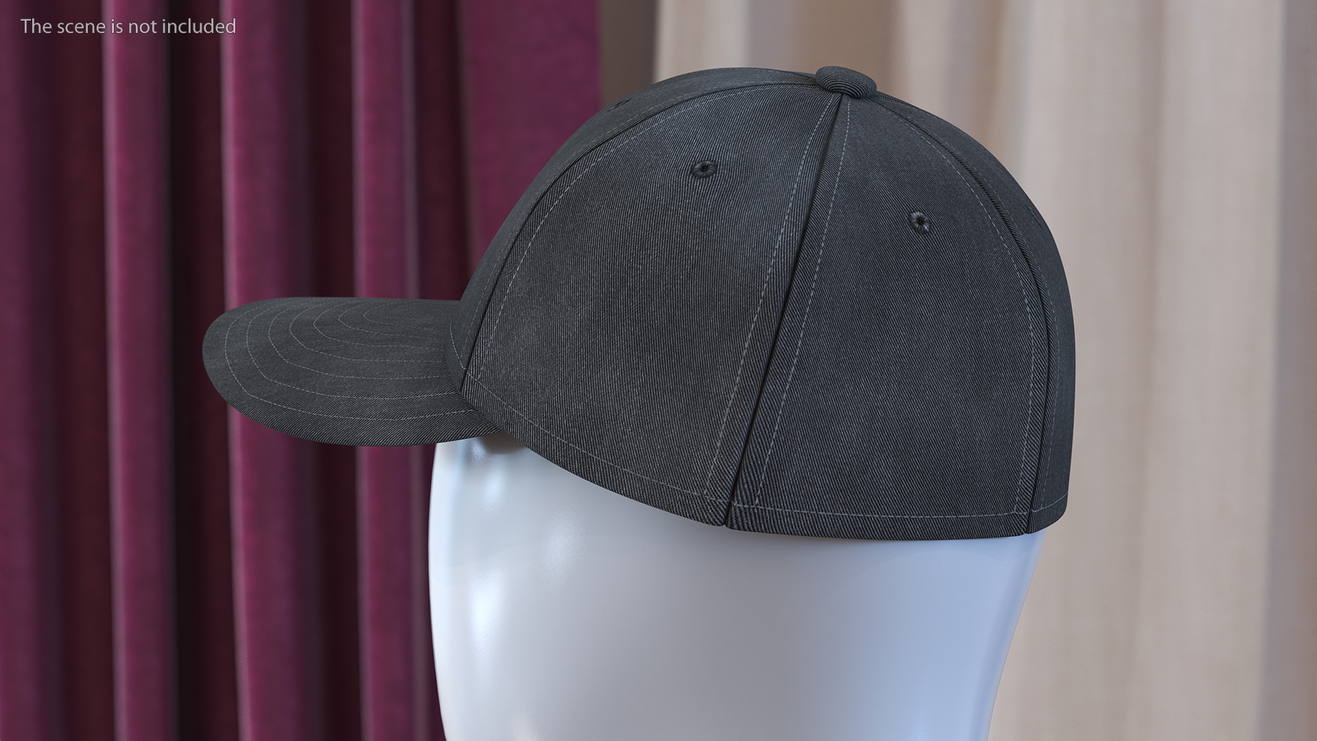 3D Baseball Cap Denim Grey model