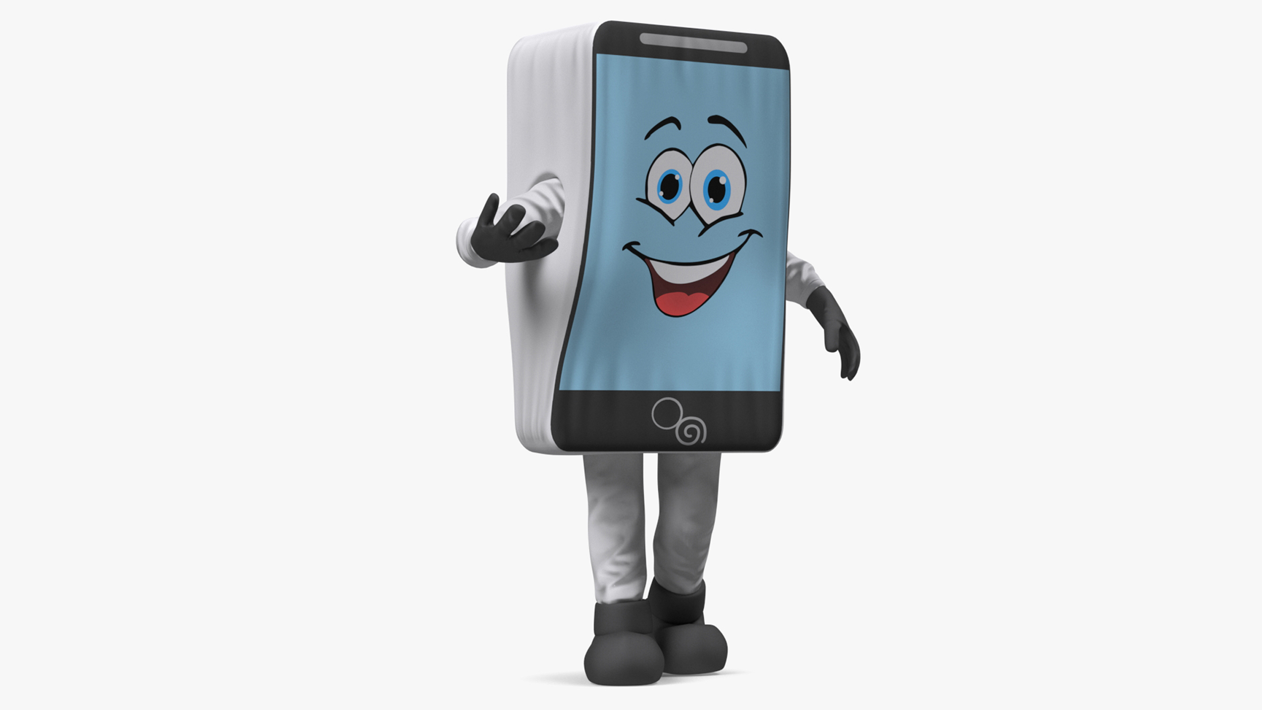 3D Mascot Character Mobile Phone White Rigged for Maya