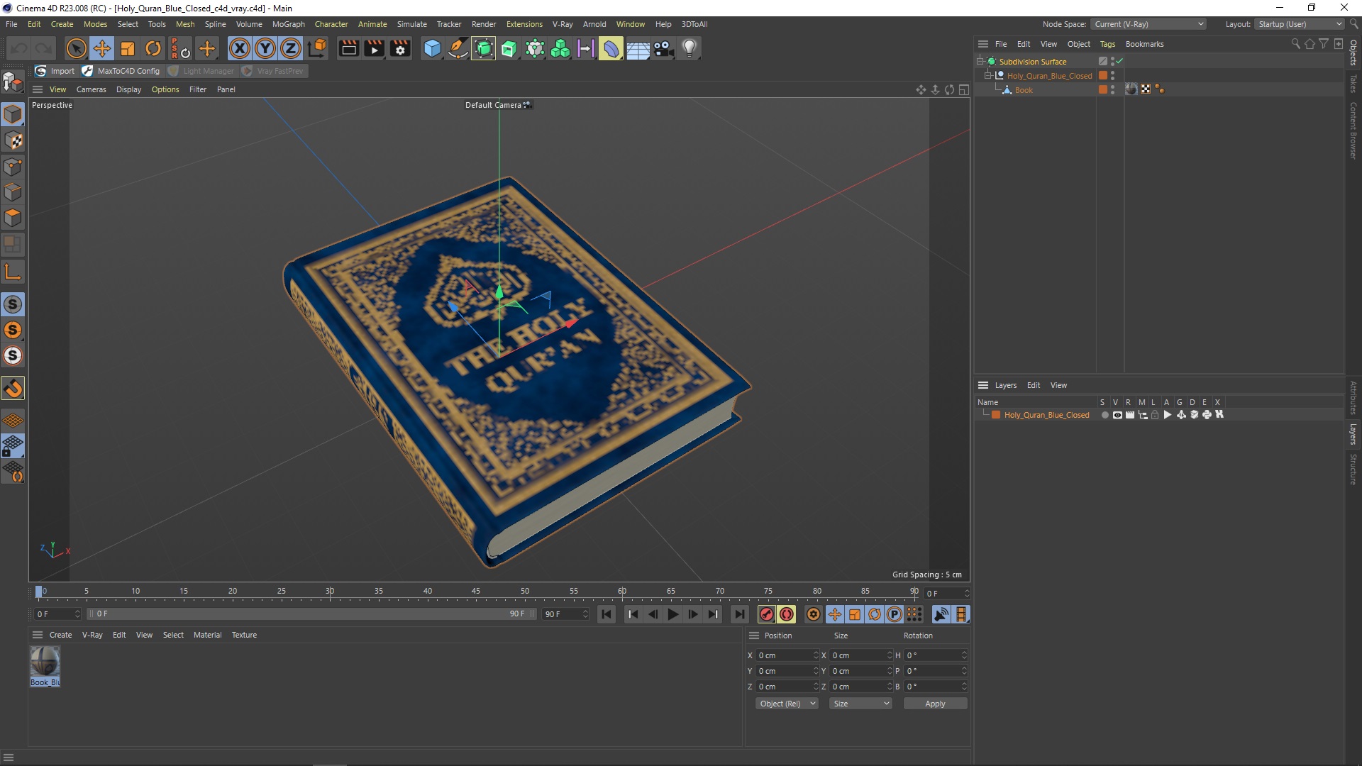 Holy Quran Blue Closed 3D