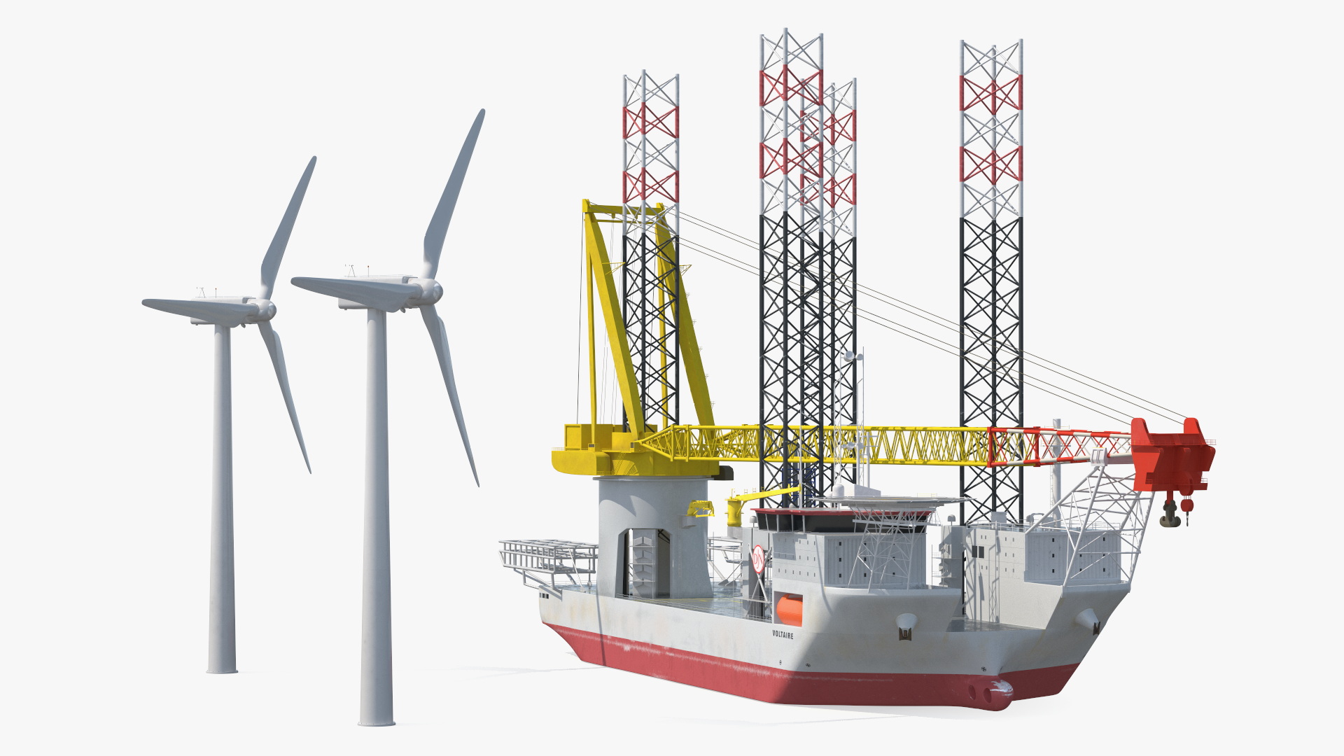 Voltaire Jack Up Installation Vessel with Wind Turbine 3D model