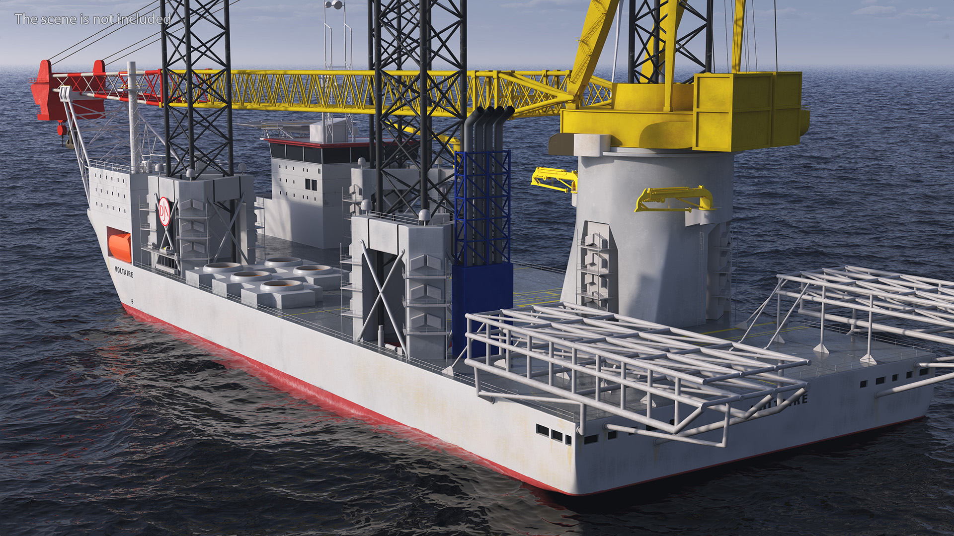 Voltaire Jack Up Installation Vessel with Wind Turbine 3D model