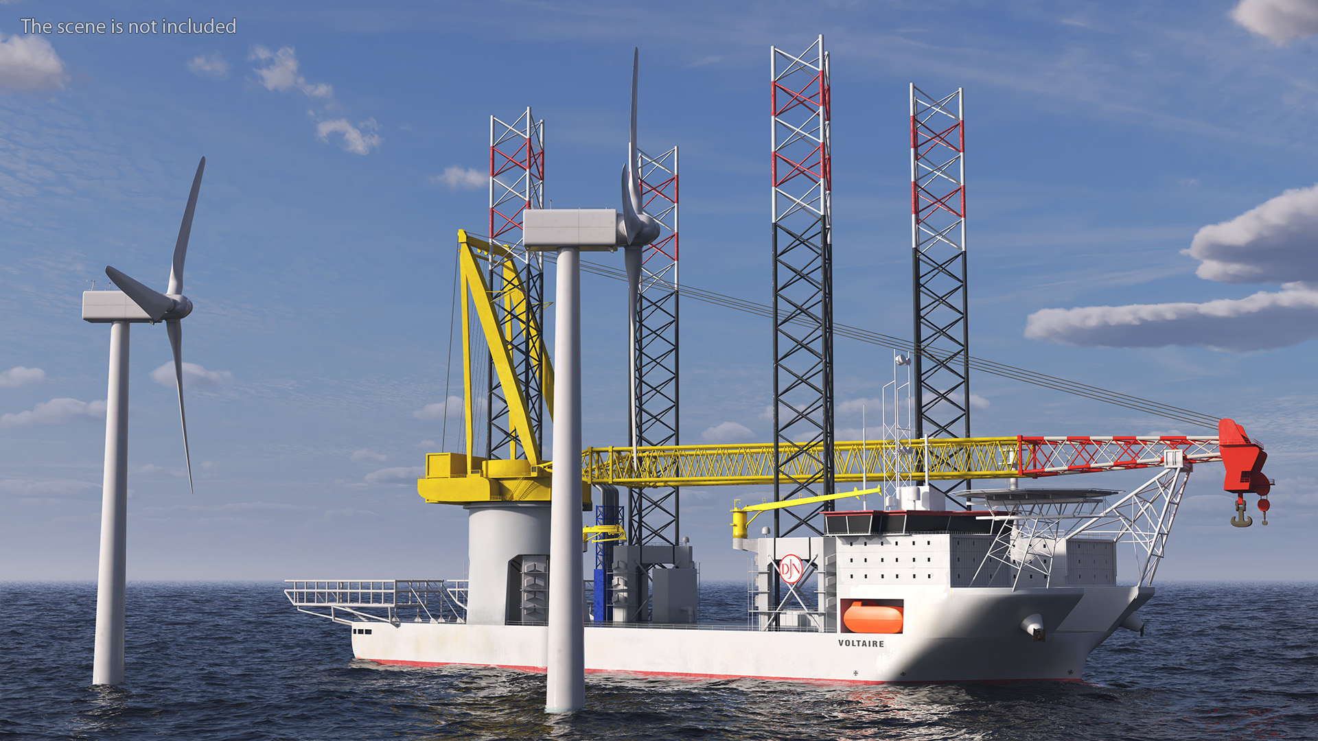 Voltaire Jack Up Installation Vessel with Wind Turbine 3D model