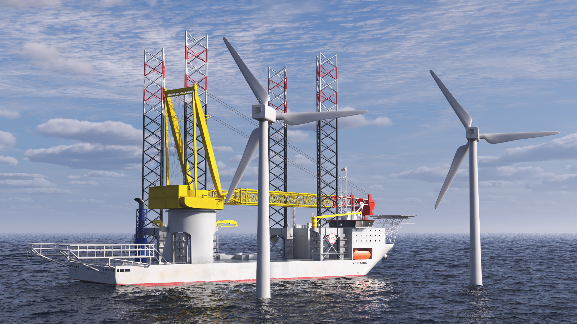 Voltaire Jack Up Installation Vessel with Wind Turbine 3D model