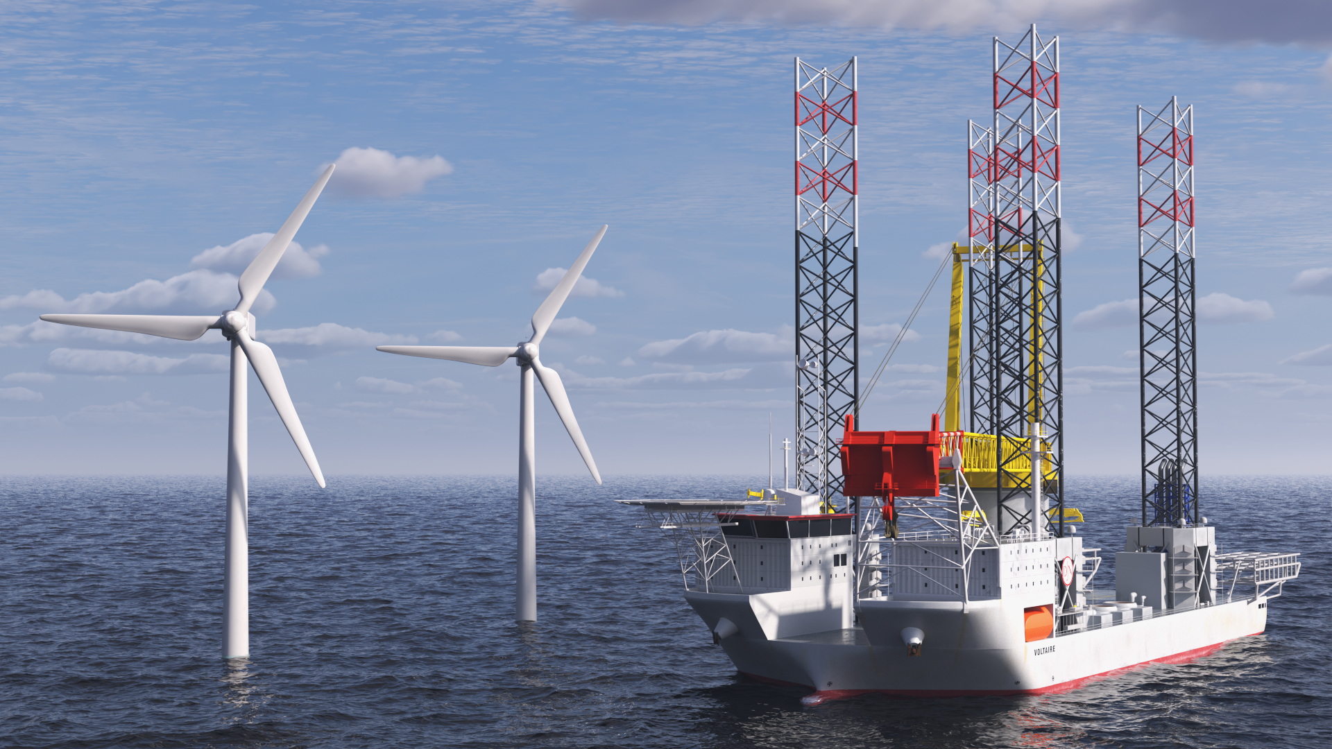 Voltaire Jack Up Installation Vessel with Wind Turbine 3D model