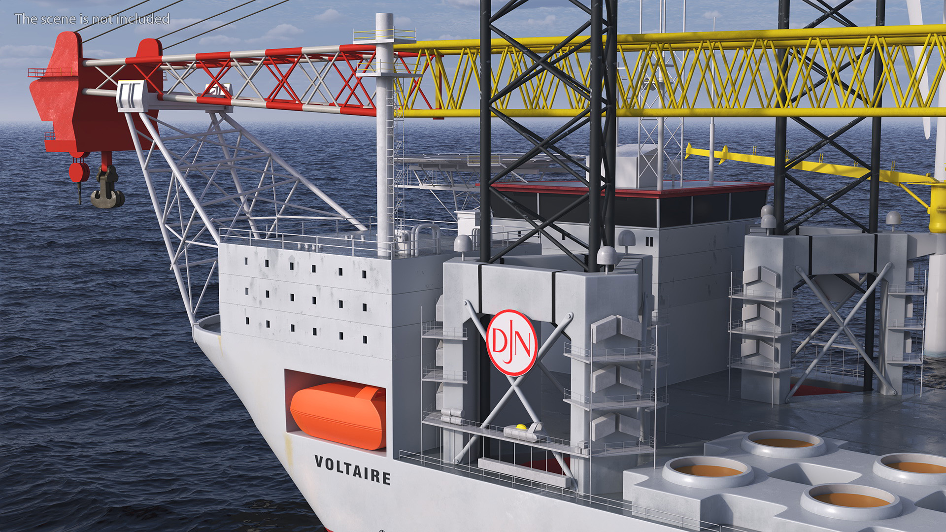 Voltaire Jack Up Installation Vessel with Wind Turbine 3D model