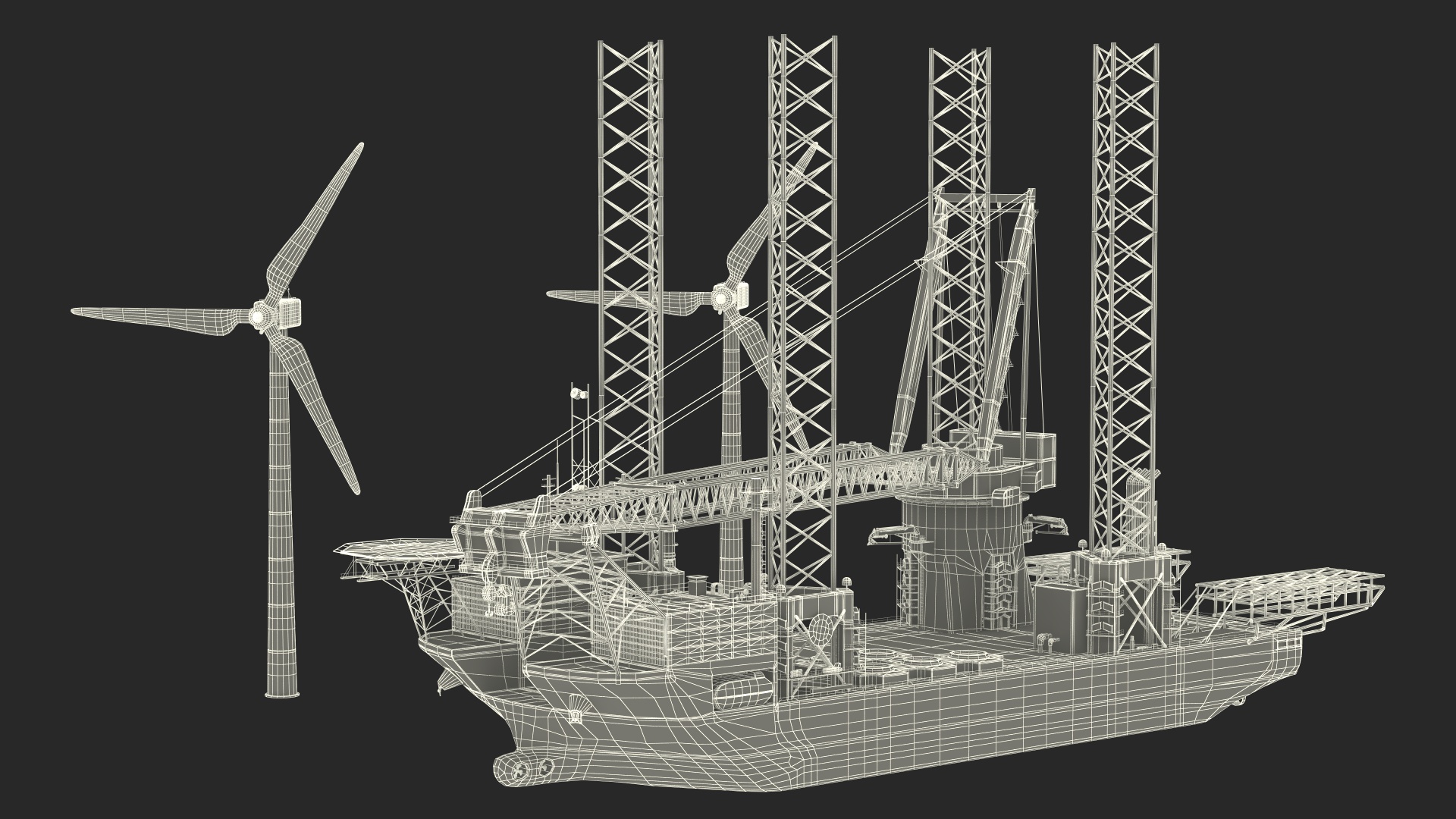 Voltaire Jack Up Installation Vessel with Wind Turbine 3D model