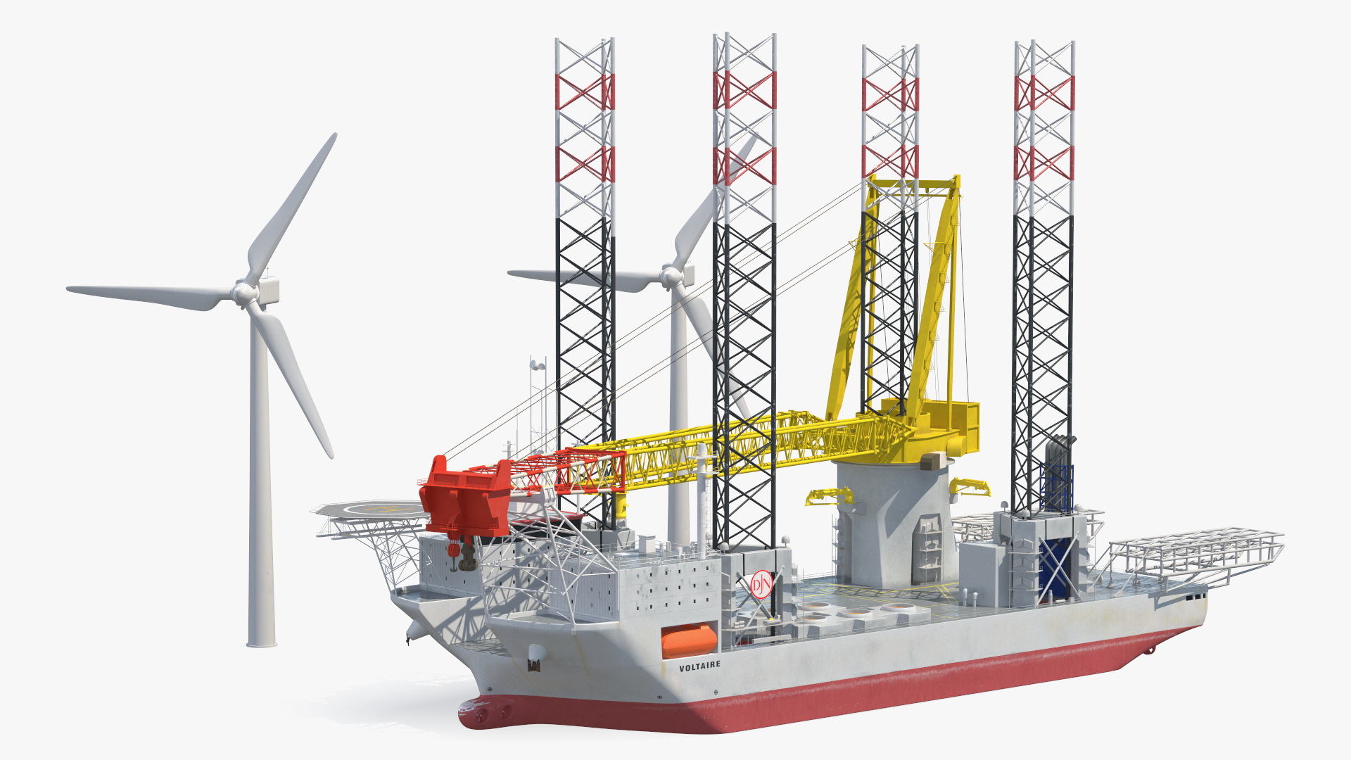 Voltaire Jack Up Installation Vessel with Wind Turbine 3D model