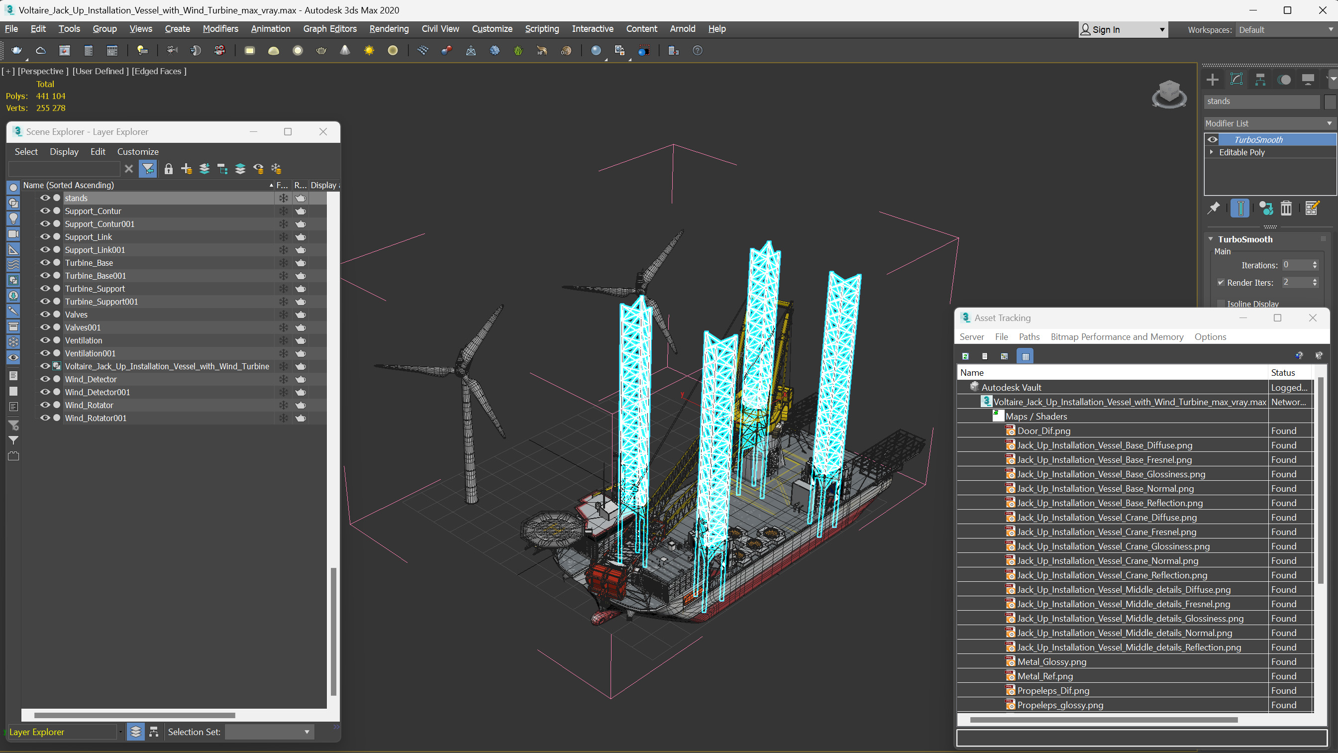 Voltaire Jack Up Installation Vessel with Wind Turbine 3D model